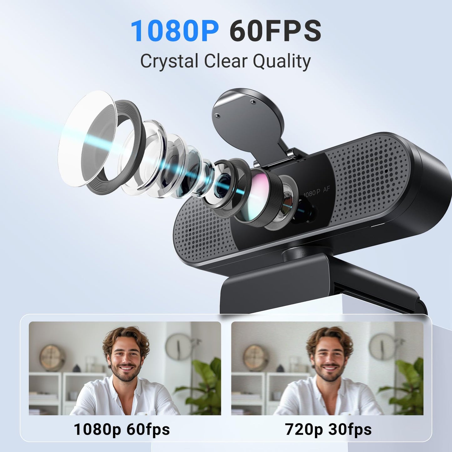 EMEET 1080P Webcam with Microphone, C960 Web Camera, 2 Mics Streaming Webcam, 90°FOV Computer Camera, Plug and Play USB Web Cam for Online Calling/Conferencing, Zoom/Teams/Facetime/YouTube, Laptop/PC