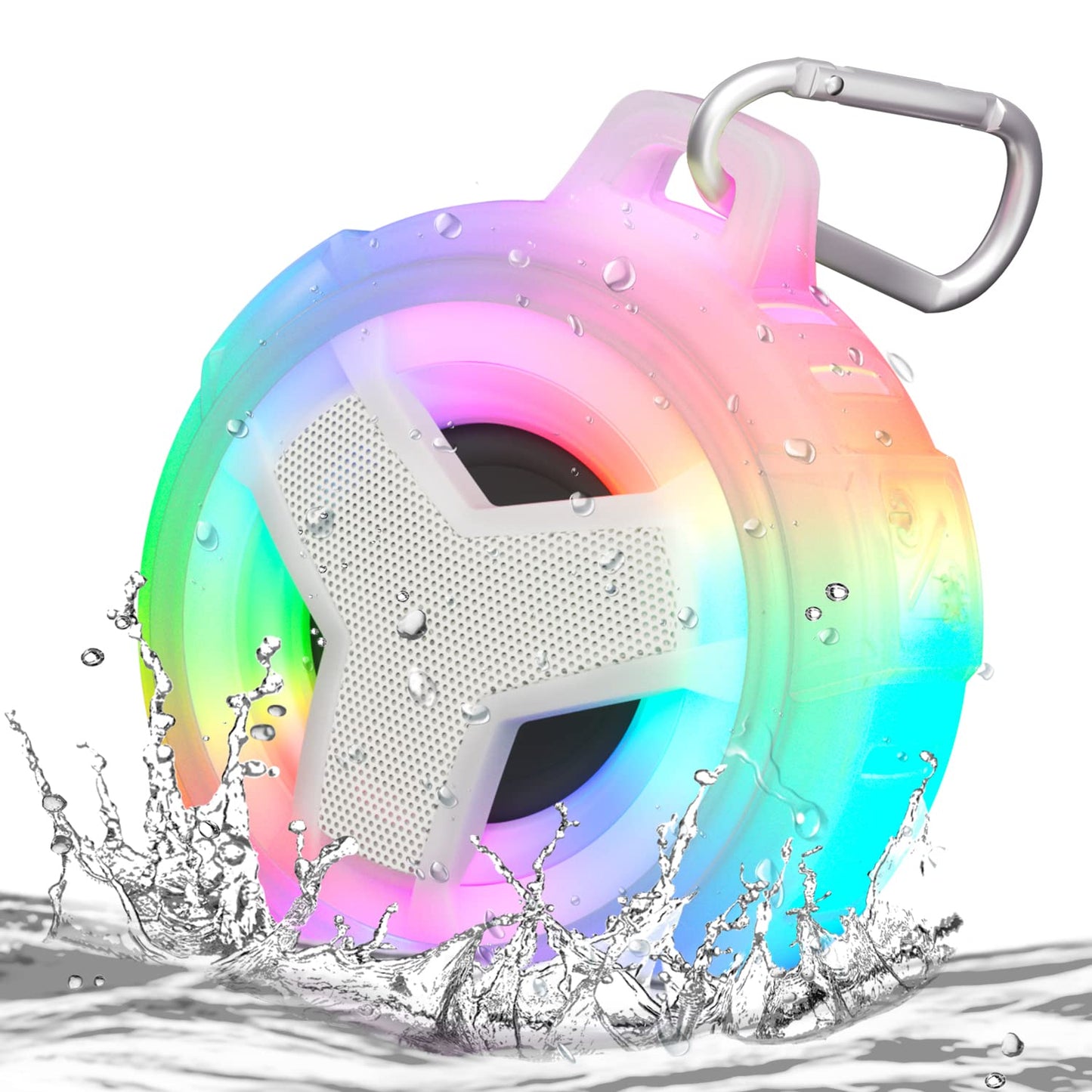 EBODA Bluetooth Shower Speaker, Portable Bluetooth Speakers, IP67 Waterproof Outdoor Speaker Wireless with LED Light, Floating, 2000mAh, True Wireless Stereo for Pool, Kayak, Bike, Golf, Gifts -Black
