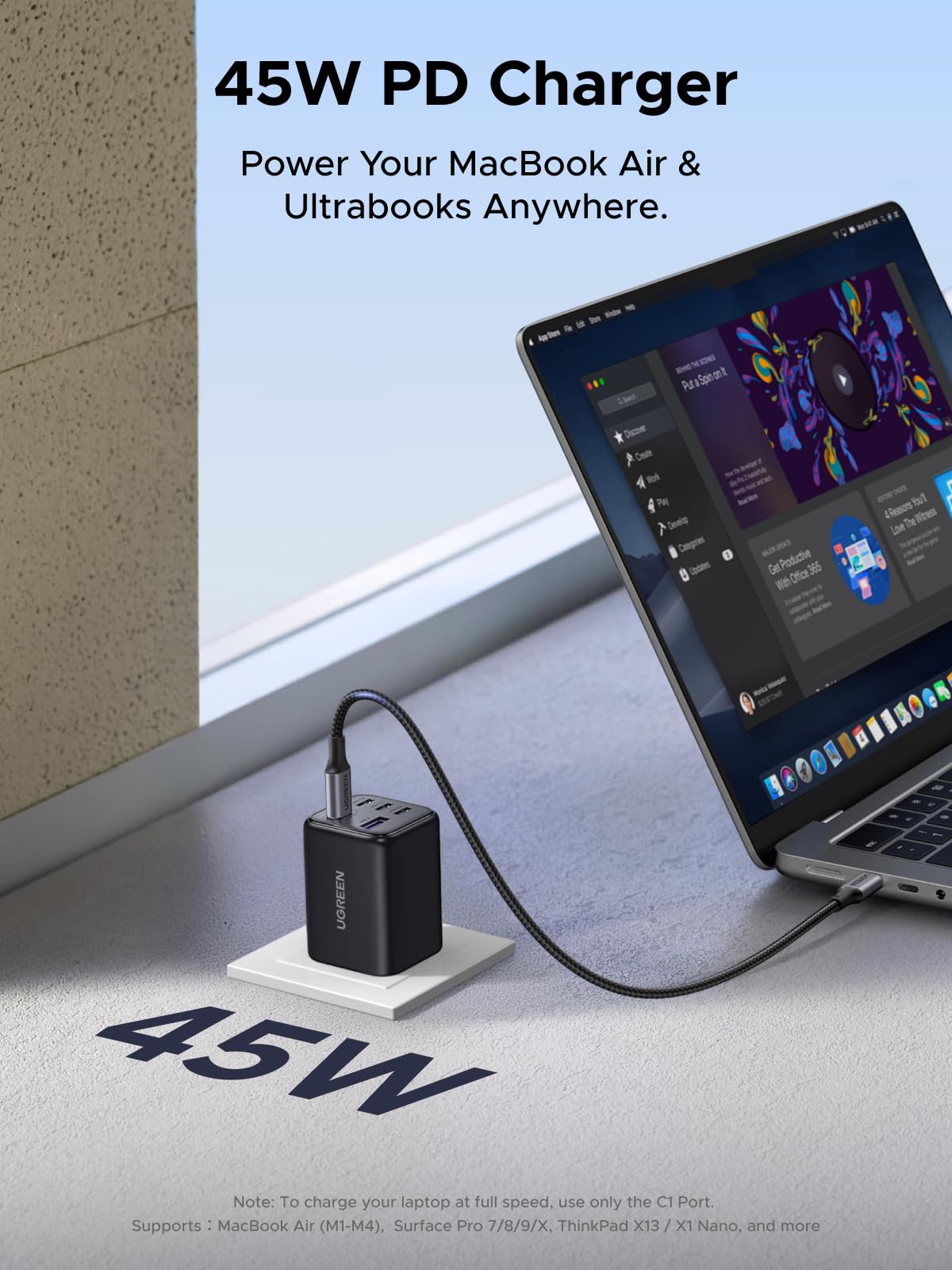UGREEN 45W USB C Charger Block with 2 USB C and USB A Ports, GaN PPS 3 Port Super Fast Charger for iPhone 17 Pro Max/16, Galaxy S26/S25/S24 Ultra, Pixel 10/9/8/7 Pro, iPad, MacBook Air