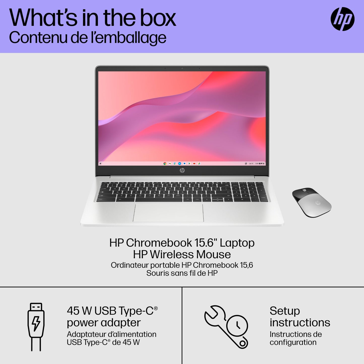 HP Chromebook Plus 15.6 inch Laptop, Full HD Display, Intel Core i3-N305, 8 GB RAM, 256 GB UFS, Intel UHD Graphics, Chrome OS, 15a-nb0006ca