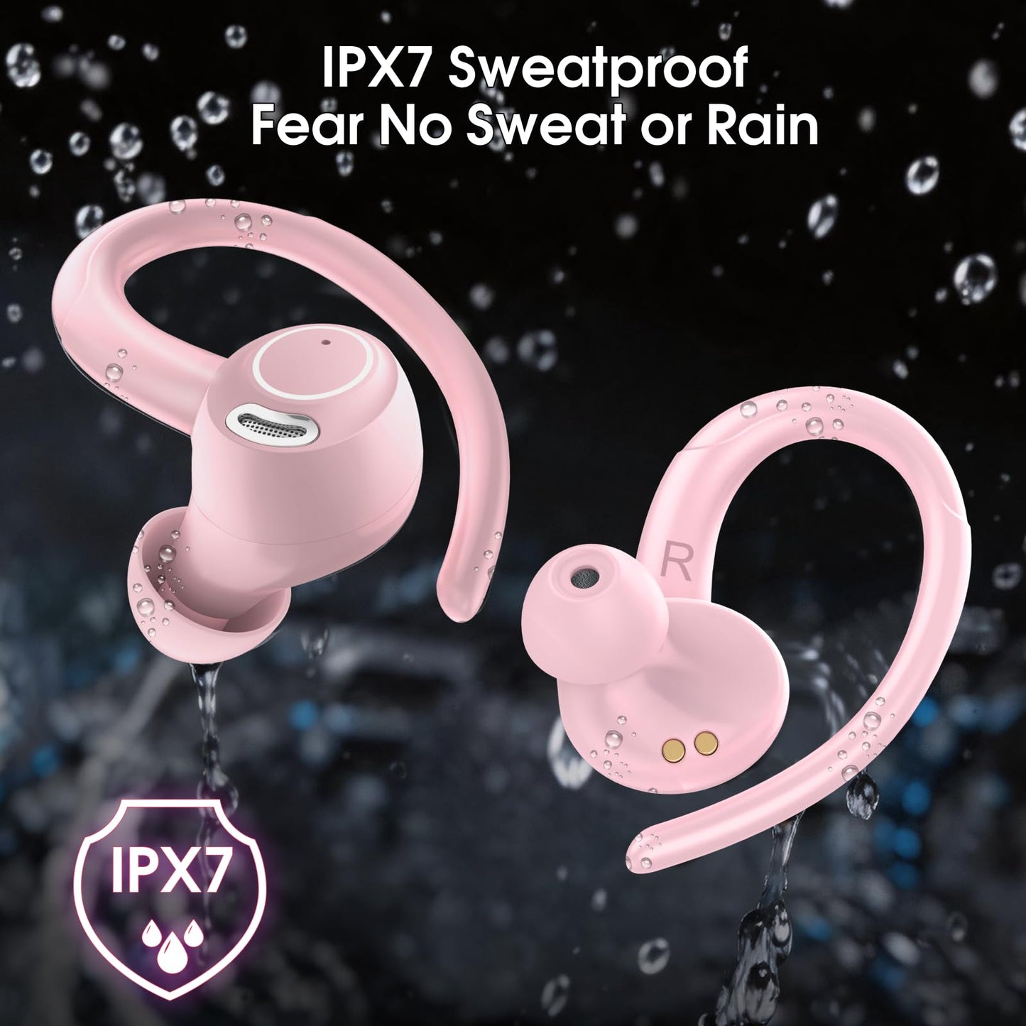 2026 Wireless Earbuds Bluetooth 5.3 Headphones Sports, 48H Earphones with ENC Mic, Stereo Deep Bass Bluetooth Earbuds with Secure Earhook, LED Display, IPX7 Waterproof Ear Buds for Running/Gym/Workout