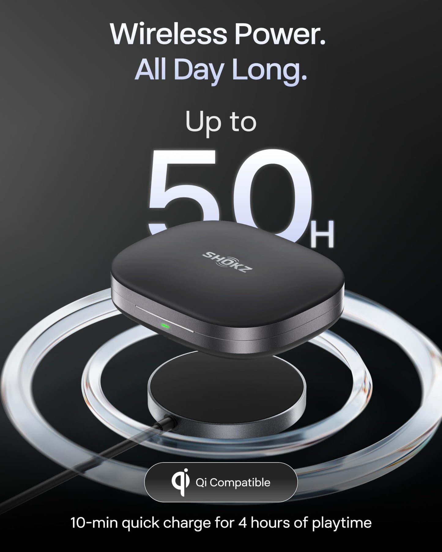 SHOKZ OpenFit Pro Open-Ear True Wireless Earbuds with Open-Ear Noise Reduction, Optimised for Dolby Atmos, Deep Bass, 50H Playtime, AI-Powered Clear Calls for Work, Sport, Bluetooth 6.1, IP55, Black