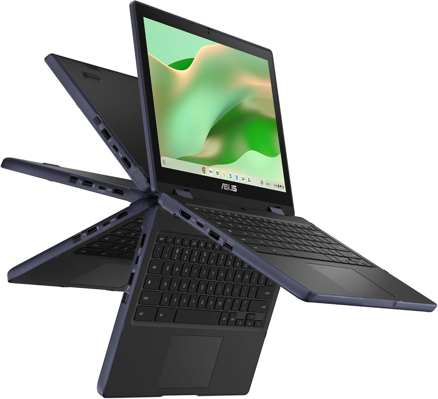 ASUS Chromebook CZ12 Flip (CZ1204F) Laptop, 12.2" WUXGA Touchscreen Display, MediaTek Kompanio 520 2.0 GHz, 8GB, 128GB, Spill-Resistant Keyboard, ChromeOS, Mineral Grey, CZ1204FM2A-BB01-CB