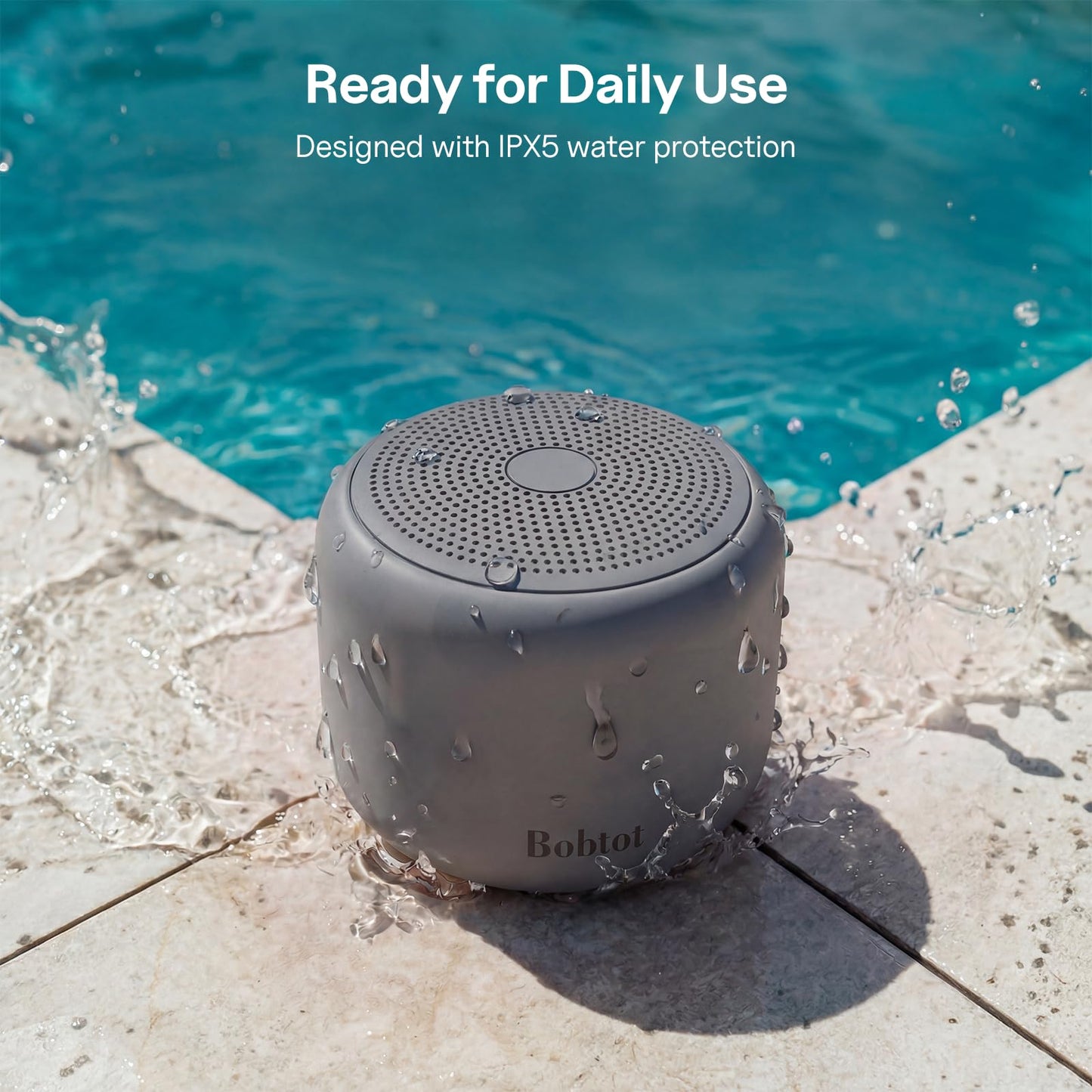 Bobtot Portable Bluetooth Speakers with Strap Easy to Carry, Wireless IPX5 Waterproof Mini Speaker with Loud Stereo Sound, 20 Hours Playtime, Rechargeable Battery, Built-in Microphone (Pink)
