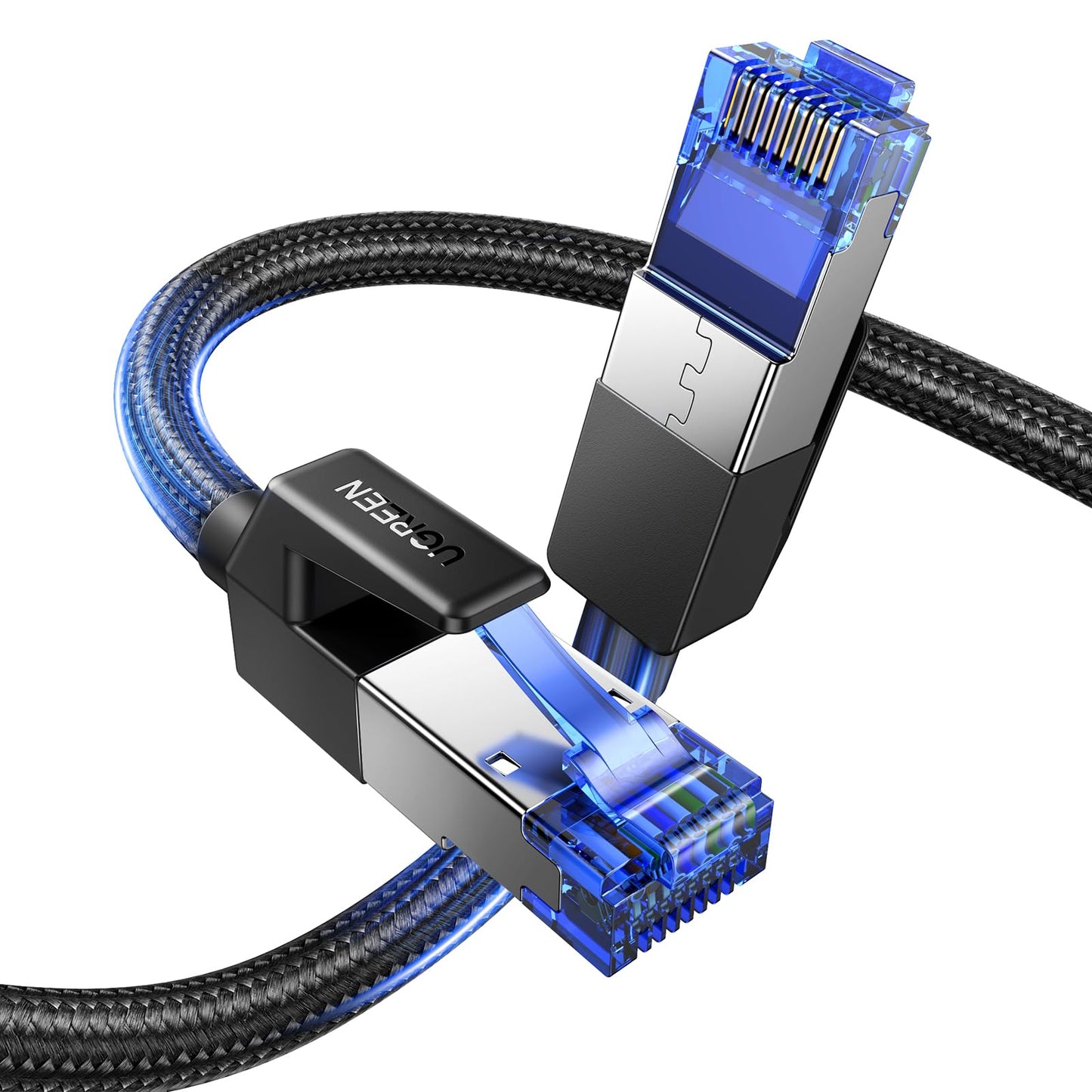 UGREEN Cat 8 Ethernet Cable High Speed 40Gbps 2000Mhz Network Shielded Cat8 Cable Braided Heavy Duty RJ45 LAN Cables Internet Cord Compatible for PS5, PS4, Xbox One, Modem, Router, 10ft