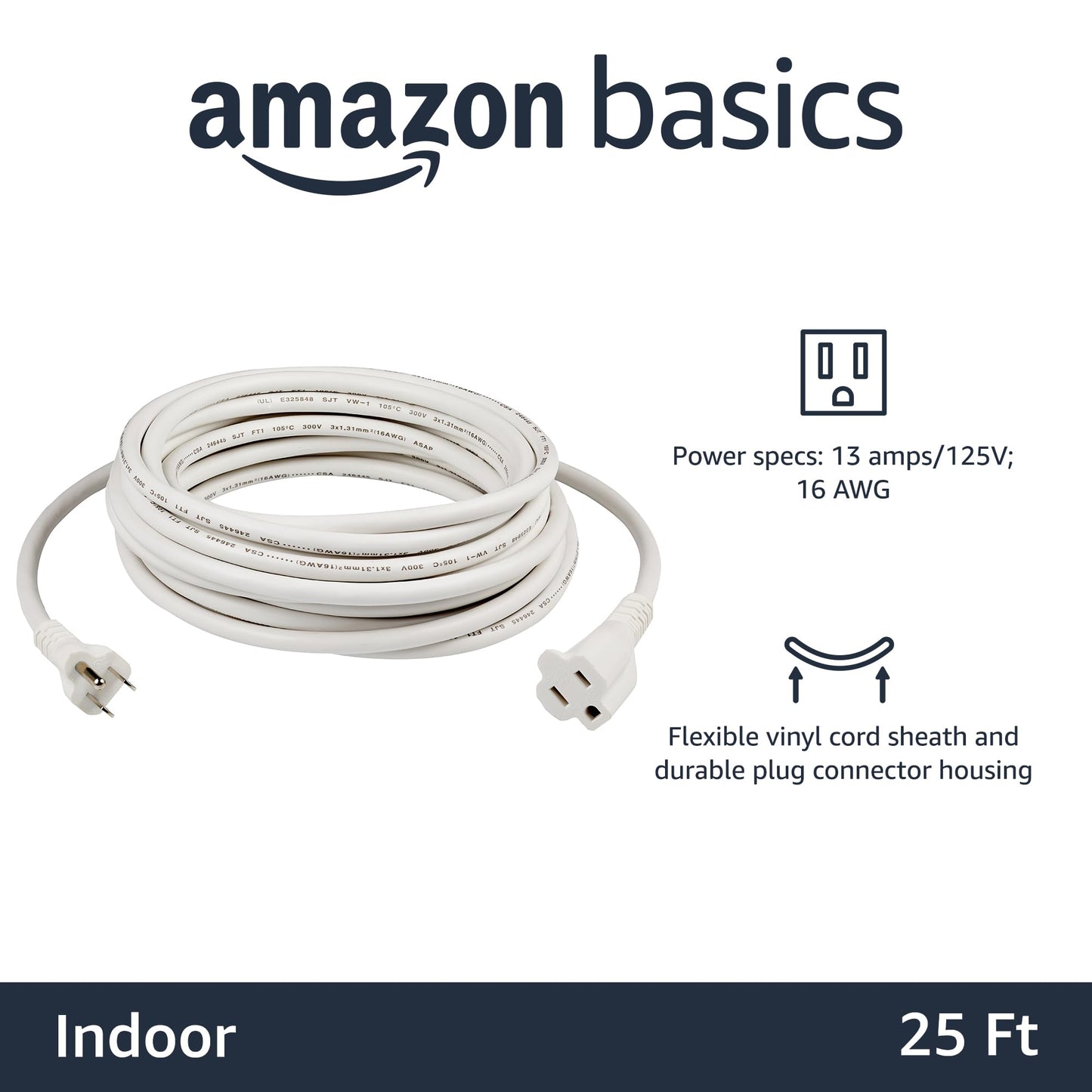 Amazon Basics 6-Foot Extension Cord - 13 Amps, 125V - Black