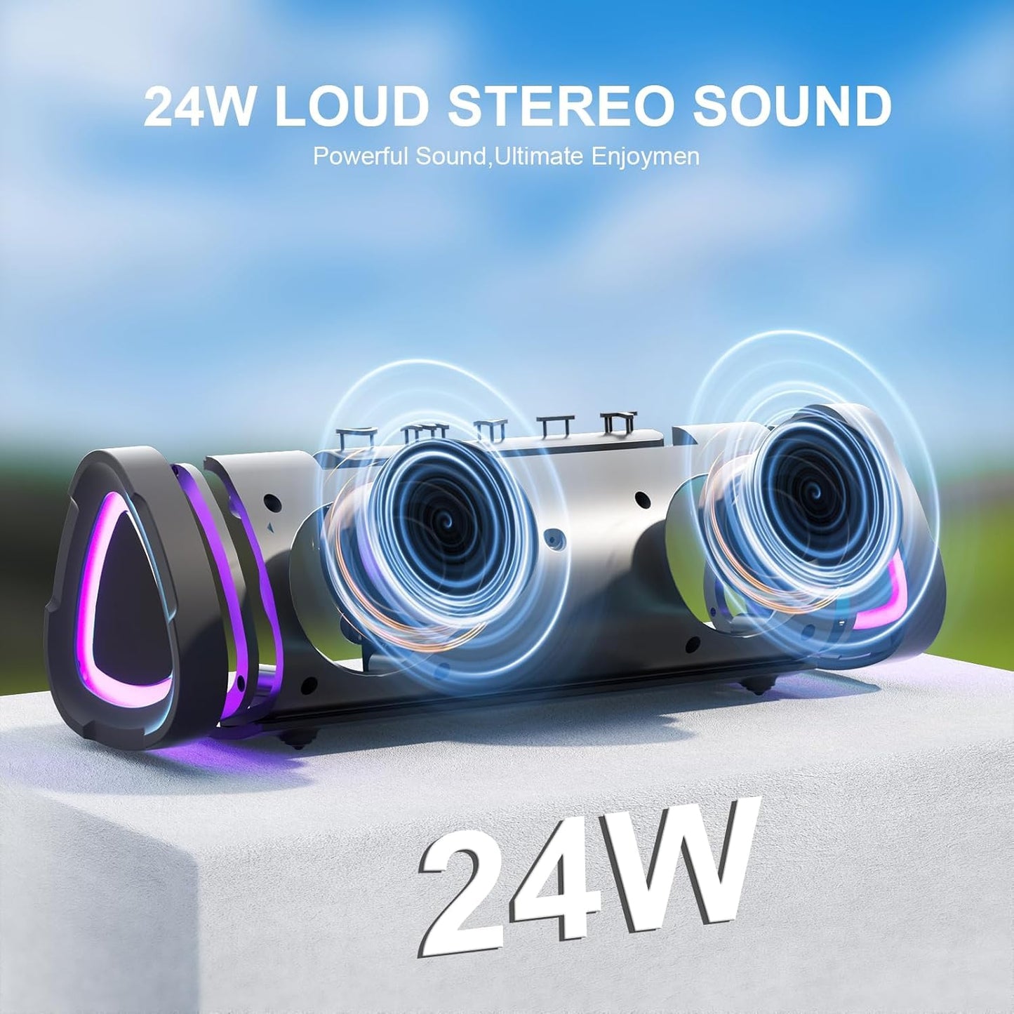 Bluetooth Speaker,Vanzon V40 Portable Wireless Bluetooth Speaker with IPX7 Waterproof, 24W HiFi Stereo Sound,24H Playtime, LED Lights and TWS Dual Pairing, Suitable for Home Outdoors Travel,Great Gift