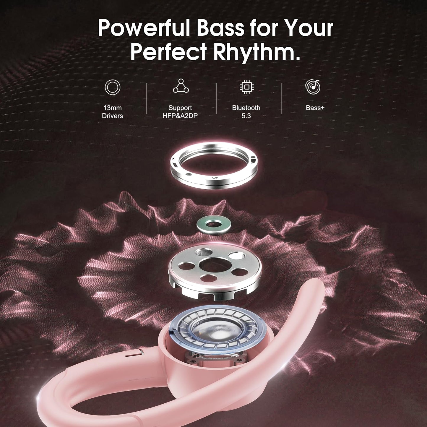 2026 Wireless Earbuds Bluetooth 5.3 Headphones Sports, 48H Earphones with ENC Mic, Stereo Deep Bass Bluetooth Earbuds with Secure Earhook, LED Display, IPX7 Waterproof Ear Buds for Running/Gym/Workout