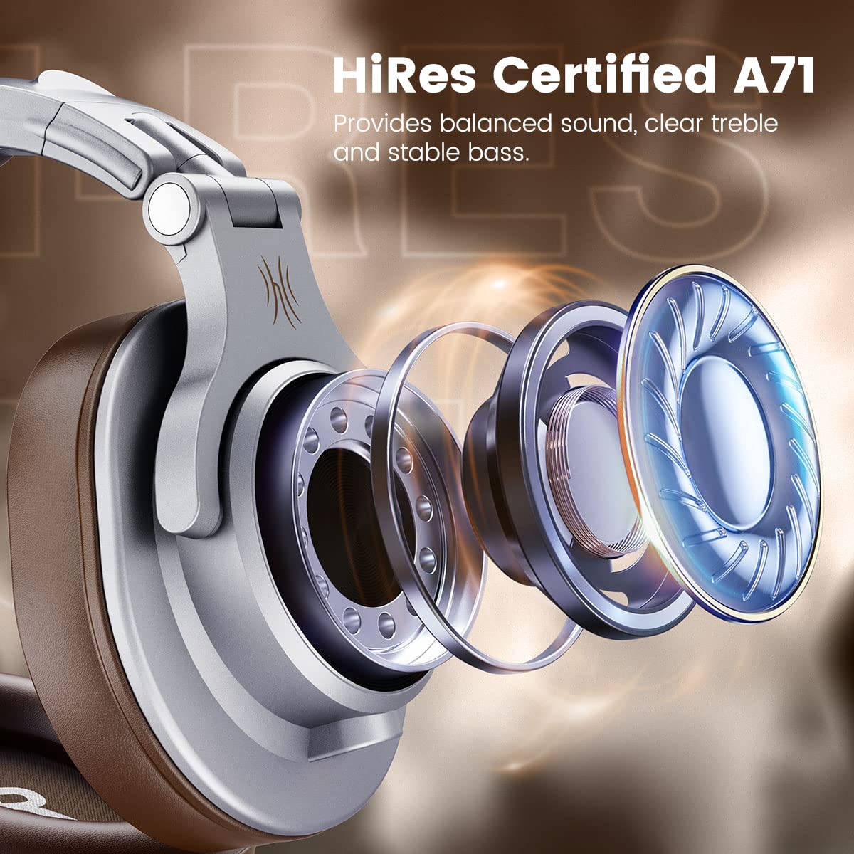 OneOdio A71 Wired Over Ear Headphones, In-Line Mic, Studio Headphones with SharePort, Professional Monitor Recording & Mixing Foldable Headphones with Hi-Res Sound for DJ Guitar Amp Computer PC