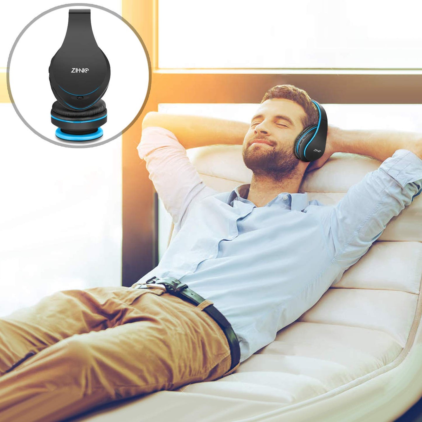 zihnic Bluetooth Headphones Over Ear, Foldable Wireless and Wired Stereo Headset Micro SD/TF, FM for iPhone/Samsung/iPad/PC/TV,Soft Earmuffs &Light Weight for Prolonged Wearing (Gold)