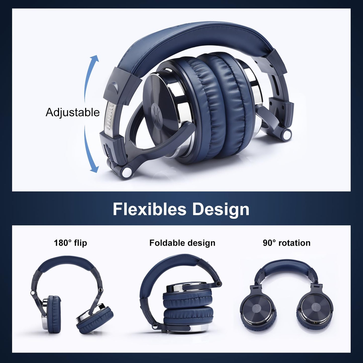 OneOdio Pro-10 Over-Ear Wired Headphones for School, Studio Monitor & Mixing, DJ Stereo Headsets, 50mm Neodymium Drivers, In-Line Mic, 3.5mm/6.35mm Jack for AMP, Computer, Recording, Phone, Piano, Guitar