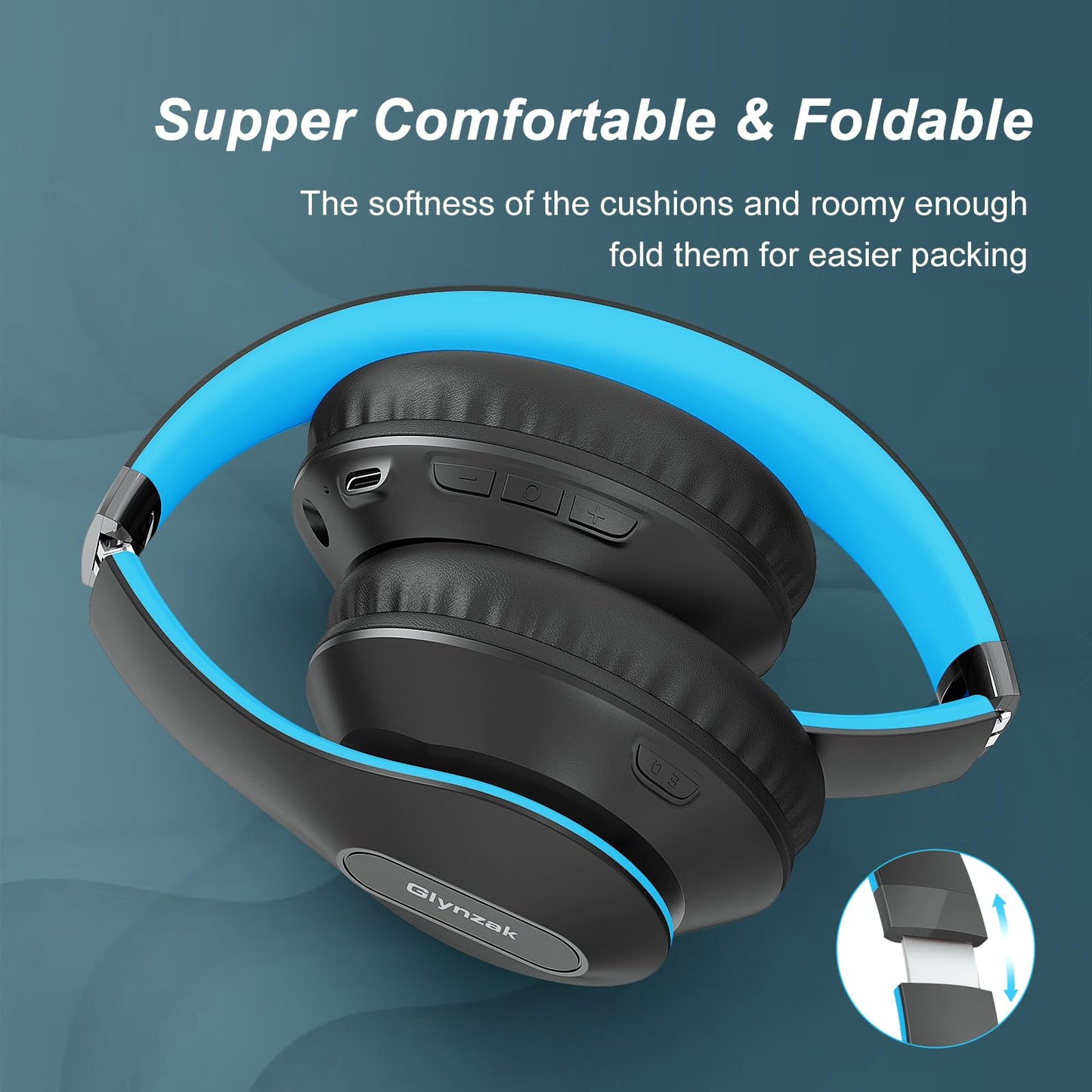 Wireless Bluetooth Headphones Over Ear 65H Playtime HiFi Stereo Headset with Microphone and 6EQ Modes Foldable Bluetooth V6.0 Headphones for Desktop Computer Laptop Rose Gold