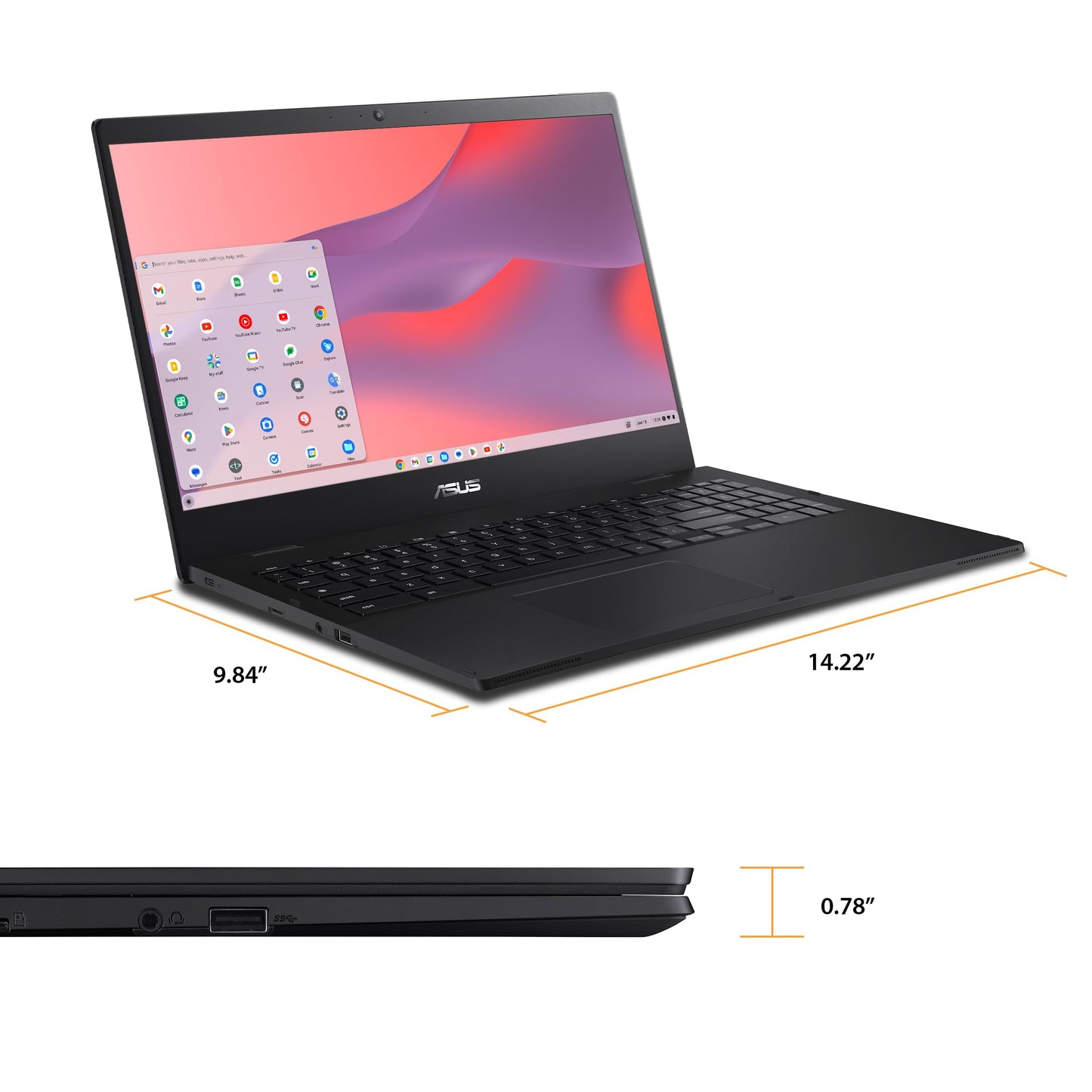 ASUS Chromebook CX1 Laptop, 15.6" Full HD NanoEdge Display, Intel Celeron N4500 Processor, 64GB eMMC Storage, 4GB RAM, Wi-Fi 6 ChromeOS, CX1500CKA-DH03-CB