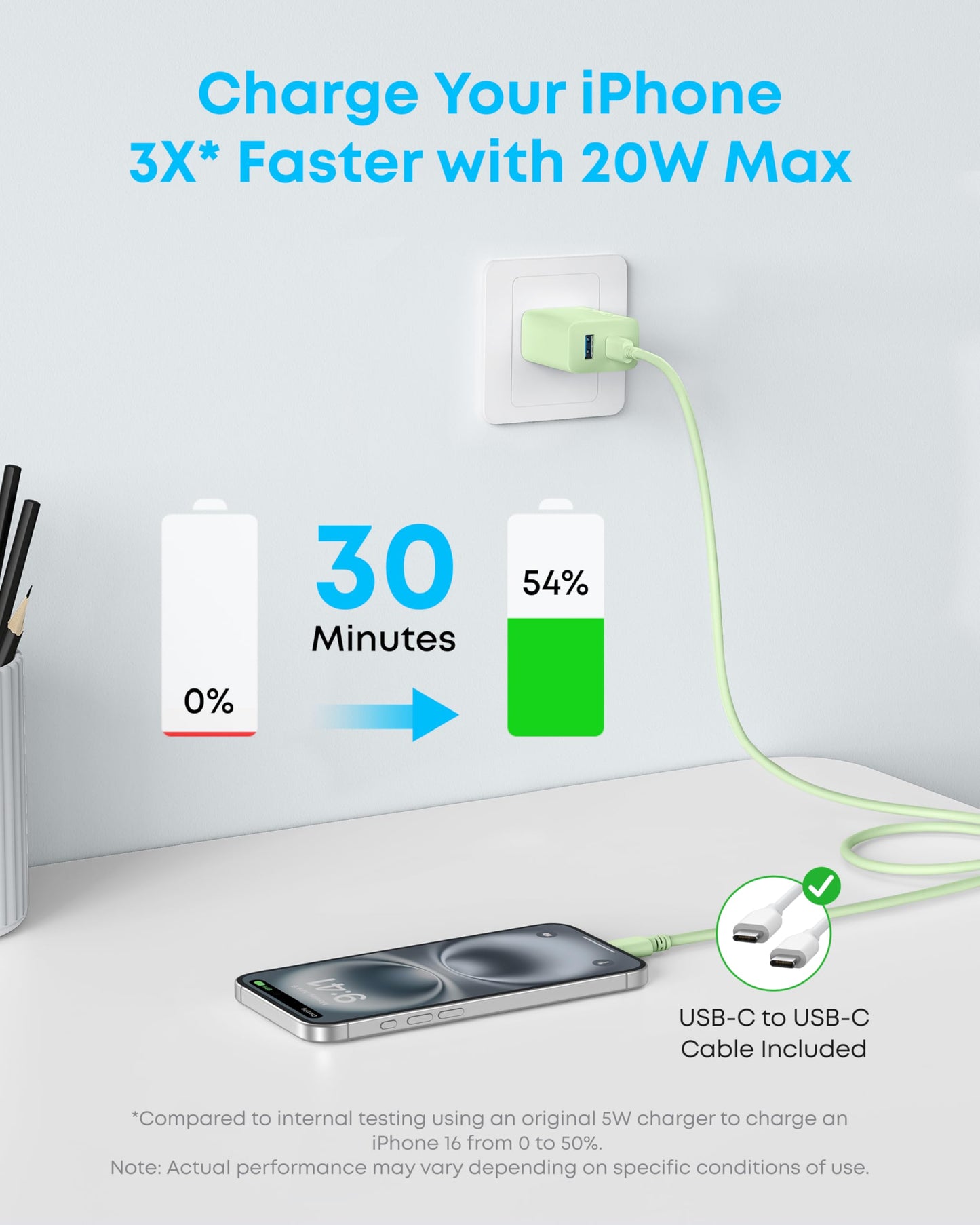 Anker iPhone 17/16 Charger, 2-Pack 20W Fast USB C Charger Block, for iPhone 17/16/16 Pro Max/15 Series/iPad Pro and More (2 Pack & 2 Cable)(Black)