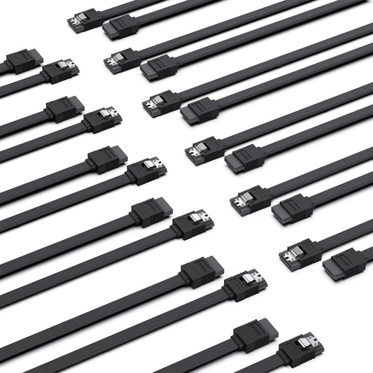 SATA Cable III, Benfei 3 Pack SATA Cable III 6Gbps Straight HDD SDD Data Cable with Locking Latch 18 Inch for SATA HDD, SSD, CD Driver, CD Writer - Black