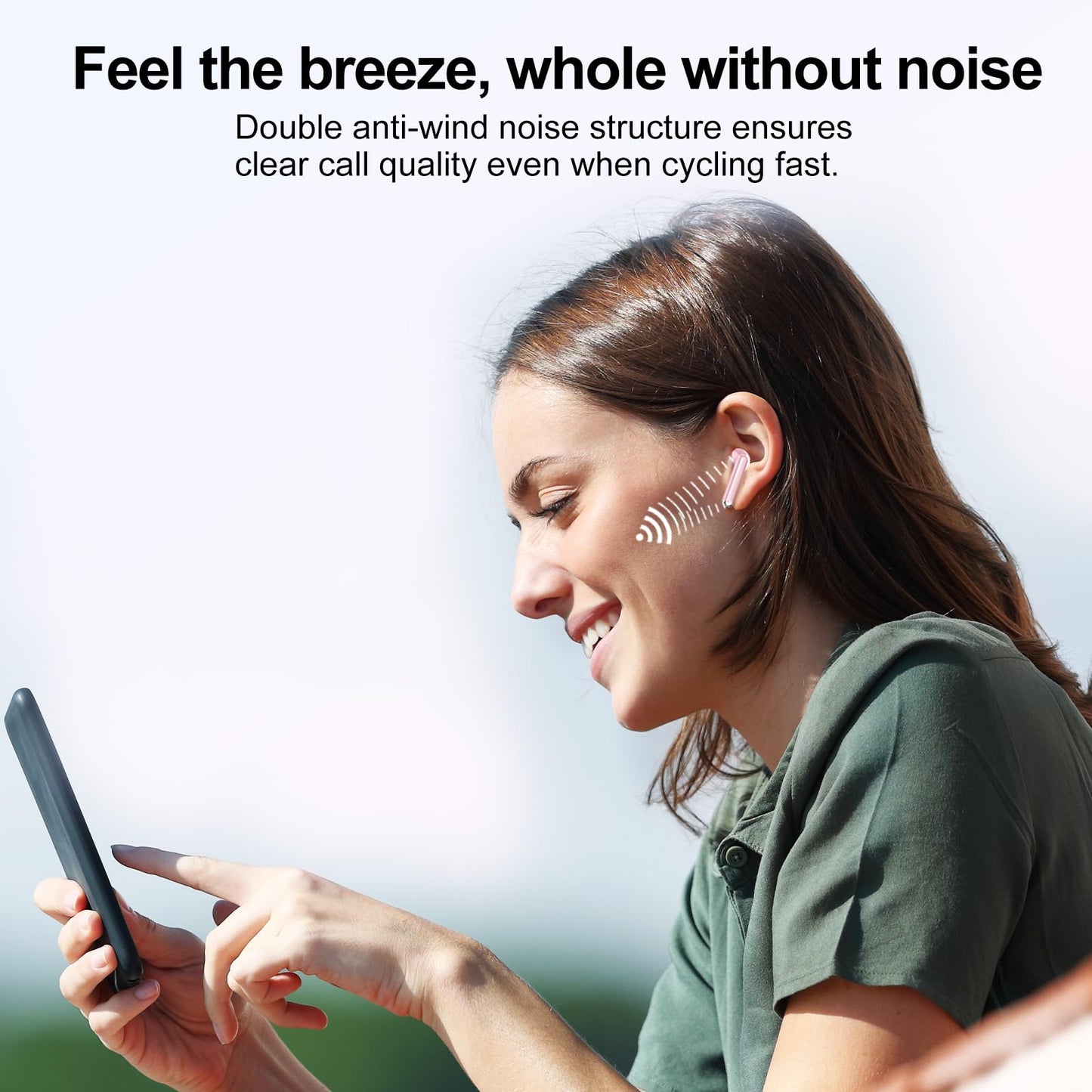 Wireless Earbuds, Bluetooth 5.3 Headphones HiFi Stereo, Mini in-Ear Bluetooth Earbuds, Wireless Earphones with 4 ENC Noise Cancelling Mic, IP7 Waterproof, LED Display, Touch Control Ear Buds, White
