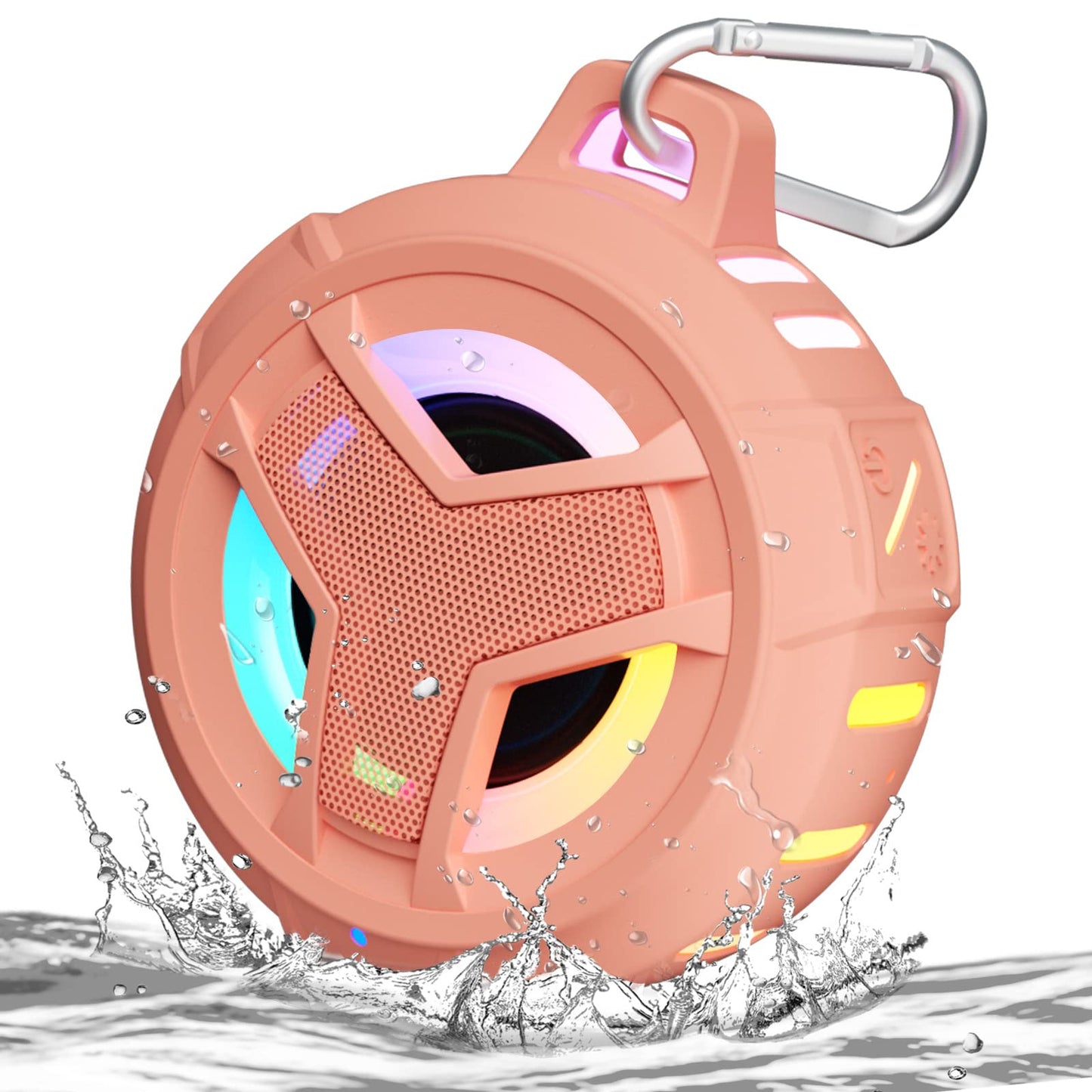 EBODA Bluetooth Shower Speaker, Portable Bluetooth Speakers, IP67 Waterproof Outdoor Speaker Wireless with LED Light, Floating, 2000mAh, True Wireless Stereo for Pool, Kayak, Bike, Golf, Gifts -Black