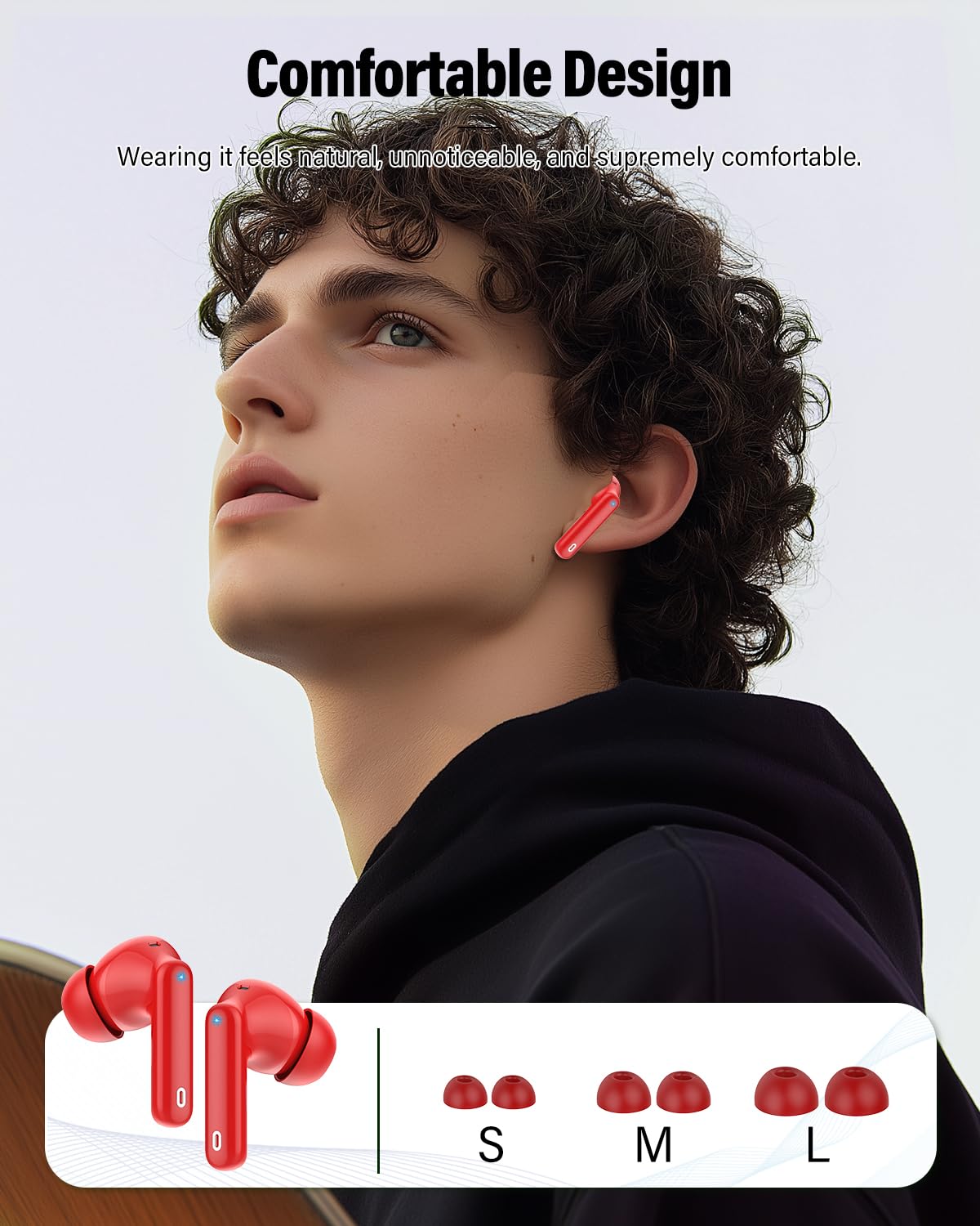 Wireless Earbuds, Bluetooth Headphones 5.4 HiFi Stereo, Wireless Earphones with ENC Noise Cancelling Mic, IP7 Waterproof in Ear Headphones, LED Digital Display Ear Buds, Touch Control, Black