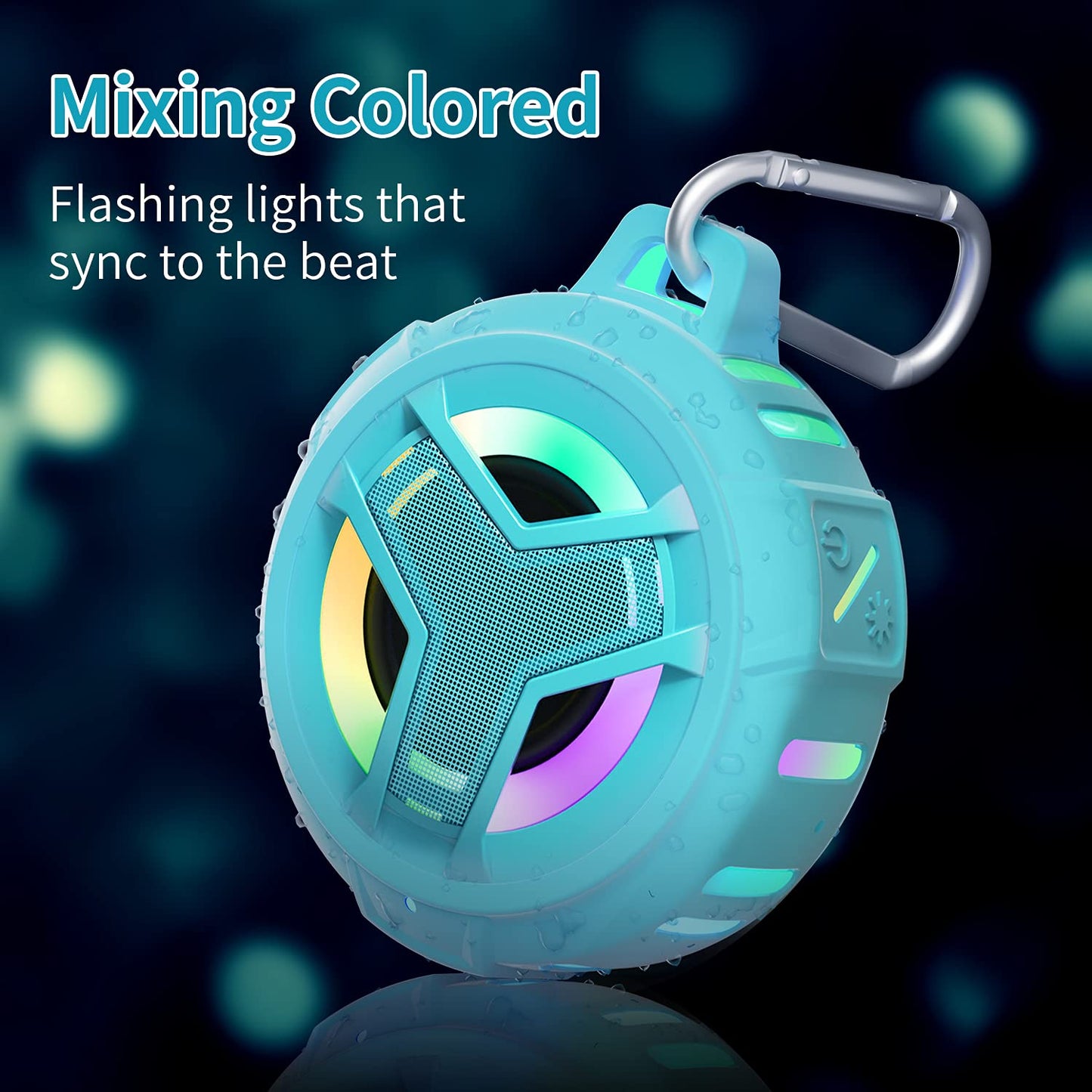 EBODA Bluetooth Shower Speaker, Portable Bluetooth Speakers, IP67 Waterproof Outdoor Speaker Wireless with LED Light, Floating, 2000mAh, True Wireless Stereo for Pool, Kayak, Bike, Golf, Gifts -Black