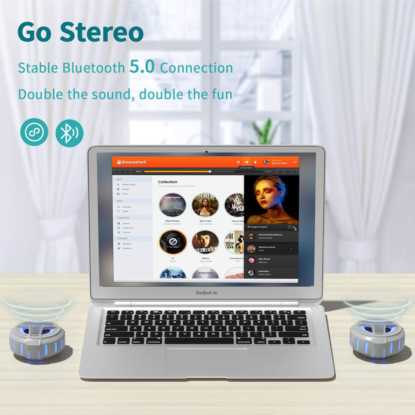 EBODA Bluetooth Shower Speaker, Portable Bluetooth Speakers, IP67 Waterproof Outdoor Speaker Wireless with LED Light, Floating, 2000mAh, True Wireless Stereo for Pool, Kayak, Bike, Golf, Gifts -Black