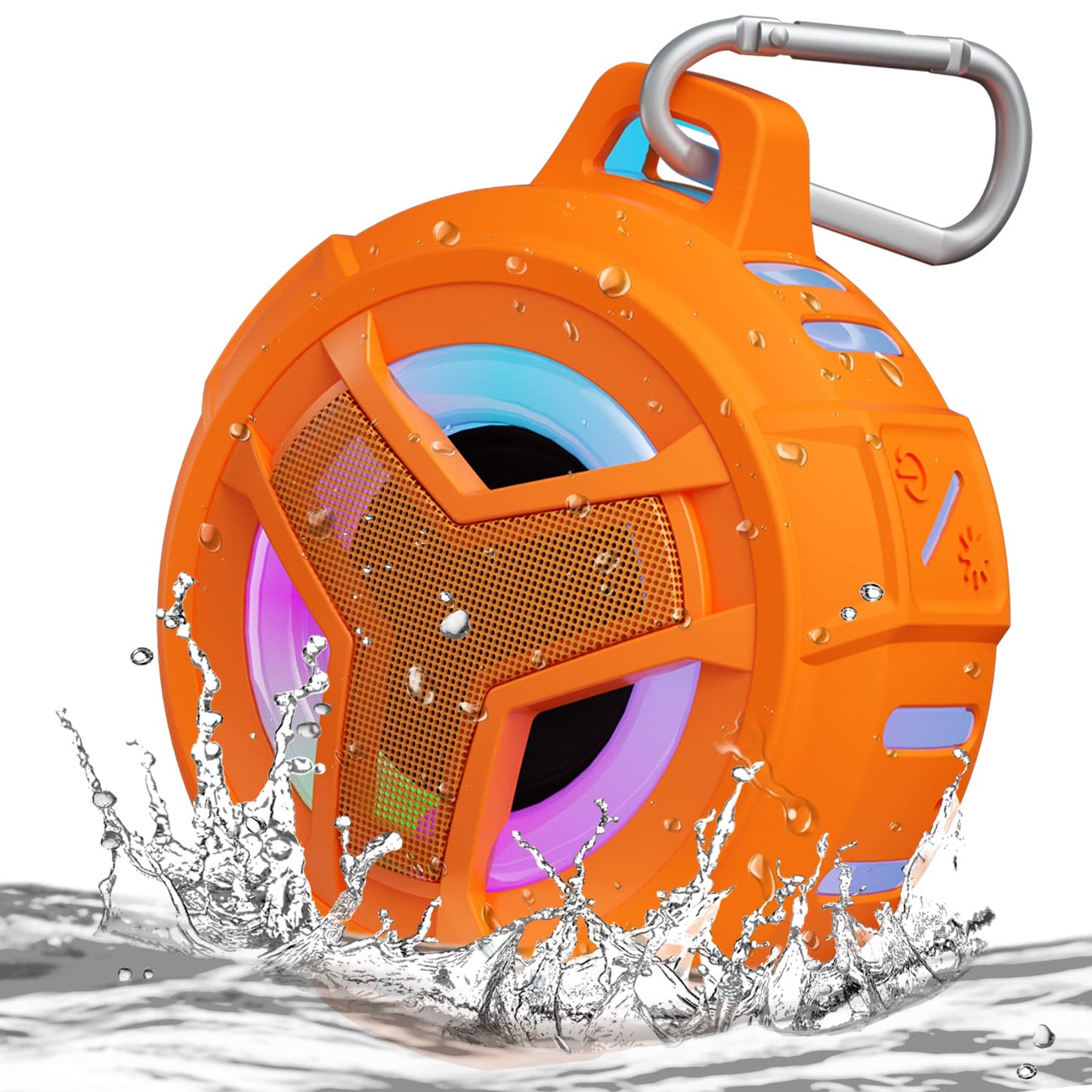 EBODA Bluetooth Shower Speaker, Portable Bluetooth Speakers, IP67 Waterproof Outdoor Speaker Wireless with LED Light, Floating, 2000mAh, True Wireless Stereo for Pool, Kayak, Bike, Golf, Gifts -Black