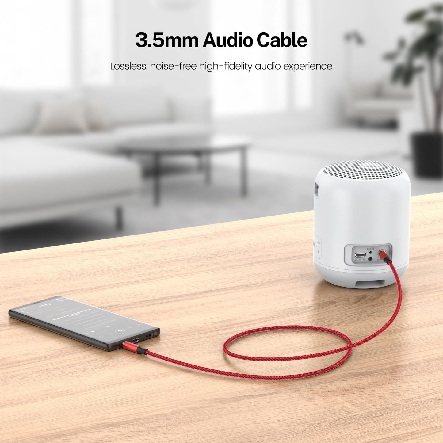 MOSWAG 10FT/3Meters 3.5mm Audio Auxiliary Jack Cable 3 Pole to 3.5mm Aux Cable Male to Male Aux Cord Nylon Braided Stereo Jack Cord for Phones, Headphones, Speakers, Tablets, PCs, Music Players and More