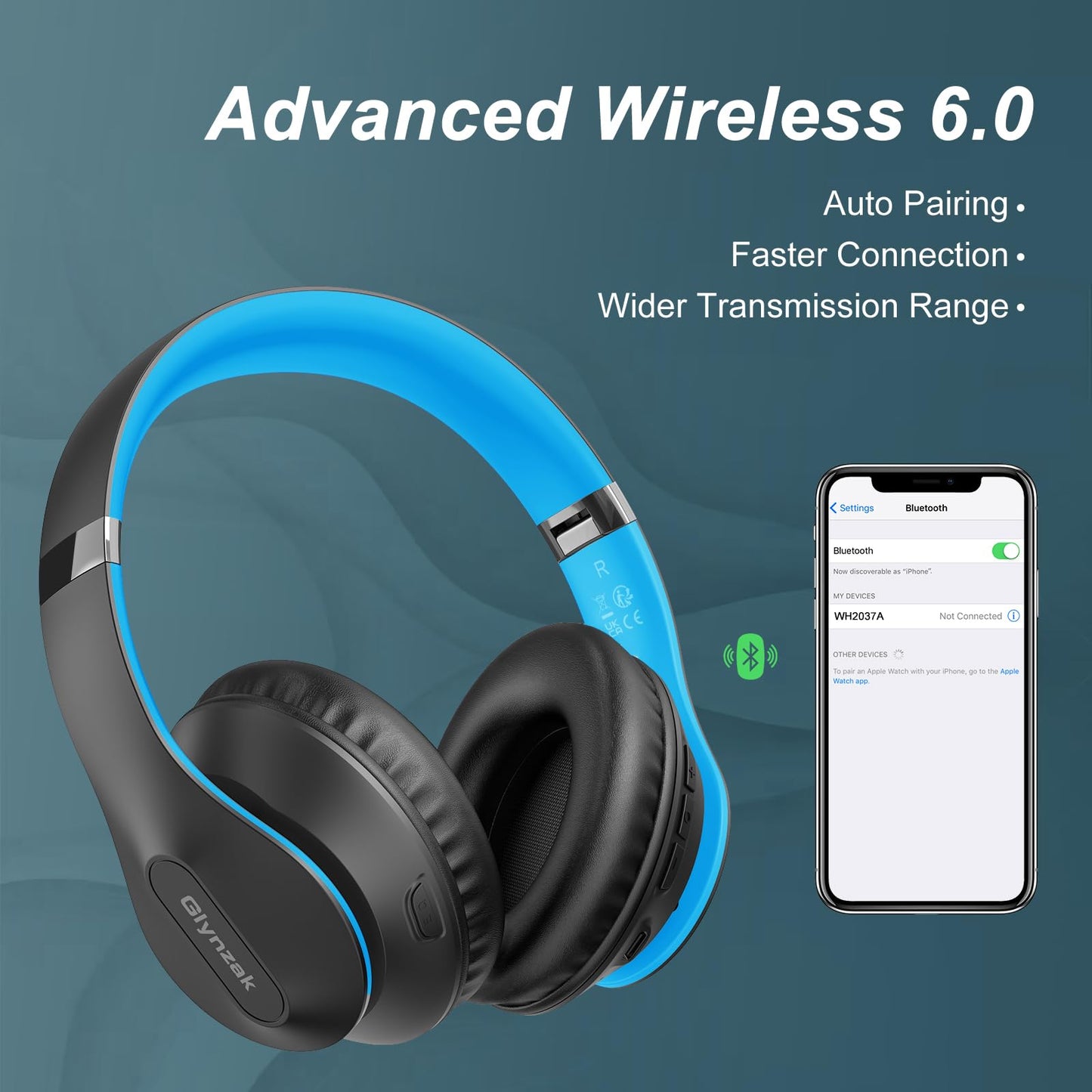 Wireless Bluetooth Headphones Over Ear 65H Playtime HiFi Stereo Headset with Microphone and 6EQ Modes Foldable Bluetooth V6.0 Headphones for Desktop Computer Laptop Rose Gold