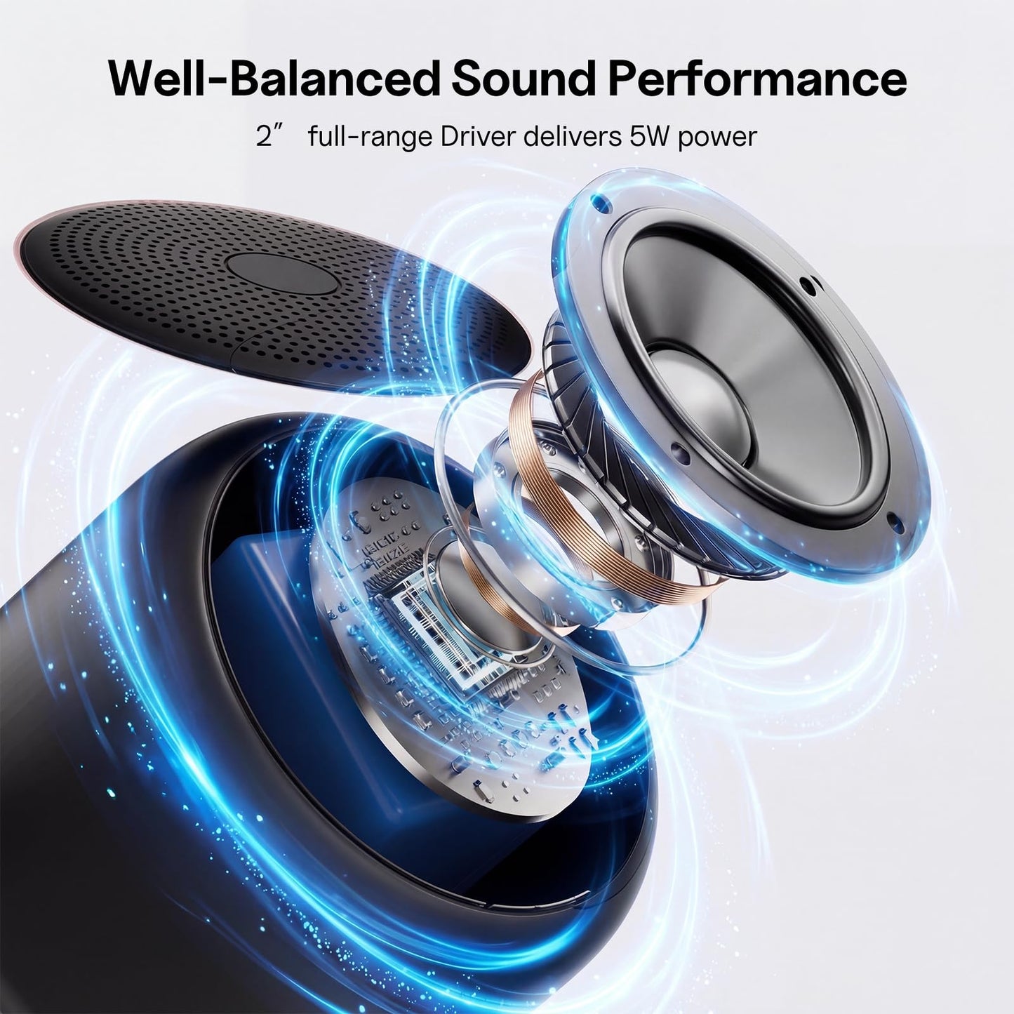 Bobtot Portable Bluetooth Speakers with Strap Easy to Carry, Wireless IPX5 Waterproof Mini Speaker with Loud Stereo Sound, 20 Hours Playtime, Rechargeable Battery, Built-in Microphone (Pink)