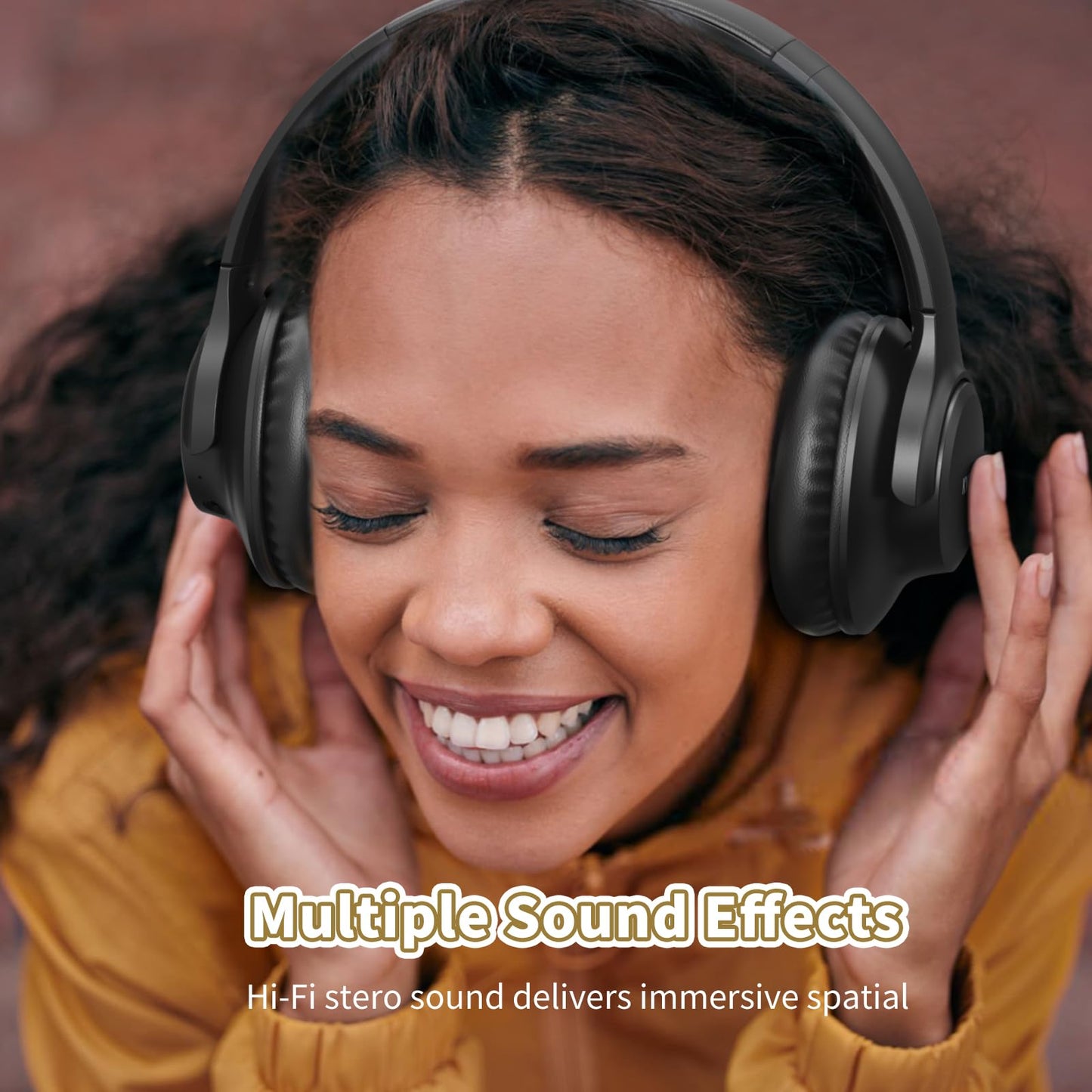 KVIDIO Bluetooth Headphones Over Ear, 65 Hours Wireless Headphones with Microphone, Foldable Lightweight HiFi Stereo Headset with Deep Bass for Travel Work Laptop PC Cellphone