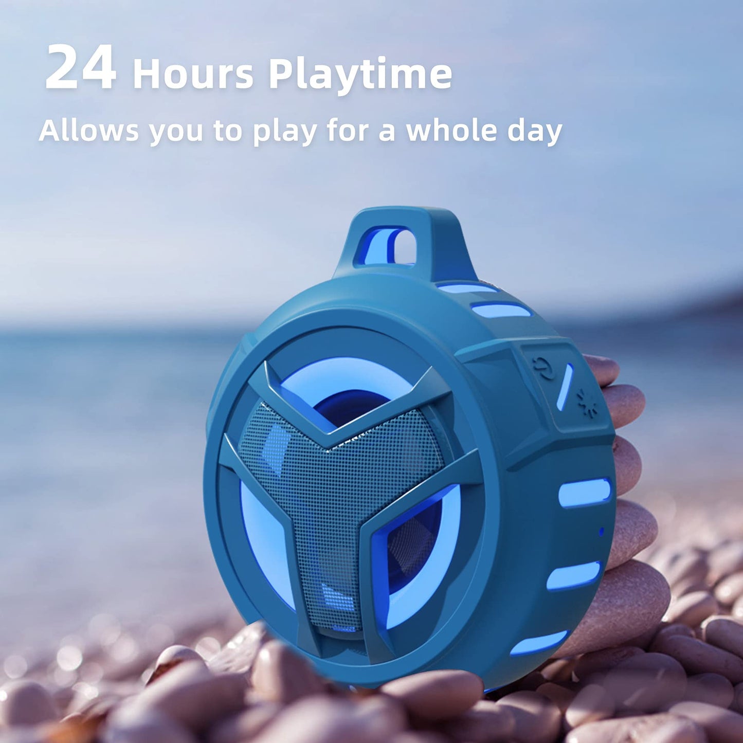 EBODA Bluetooth Shower Speaker, Portable Bluetooth Speakers, IP67 Waterproof Outdoor Speaker Wireless with LED Light, Floating, 2000mAh, True Wireless Stereo for Pool, Kayak, Bike, Golf, Gifts -Black