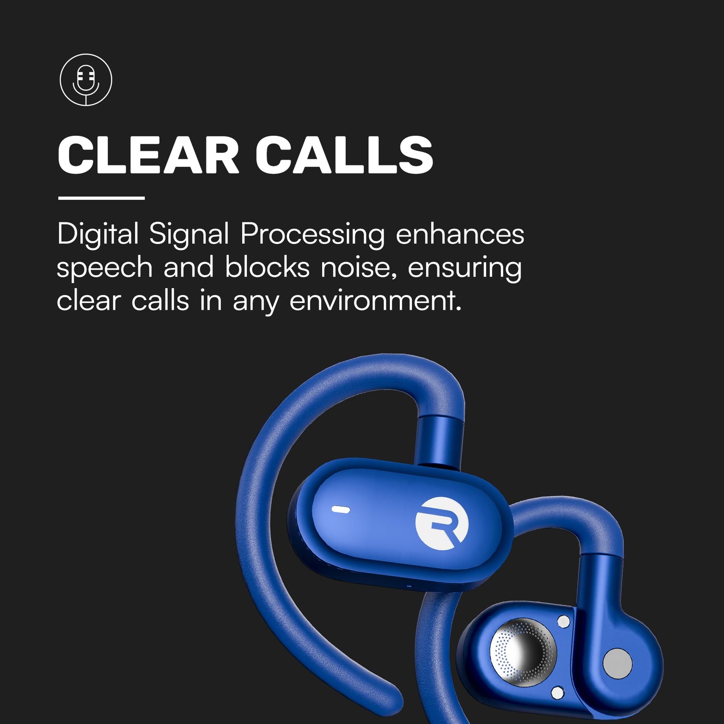 Raycon Fitness Open Ear Earbuds – Open Ear Headphones, Earbuds Wireless Bluetooth, Running Headphones, Sweat & Water-Resistant Earphones, 40 Hours Battery Life (Blue)
