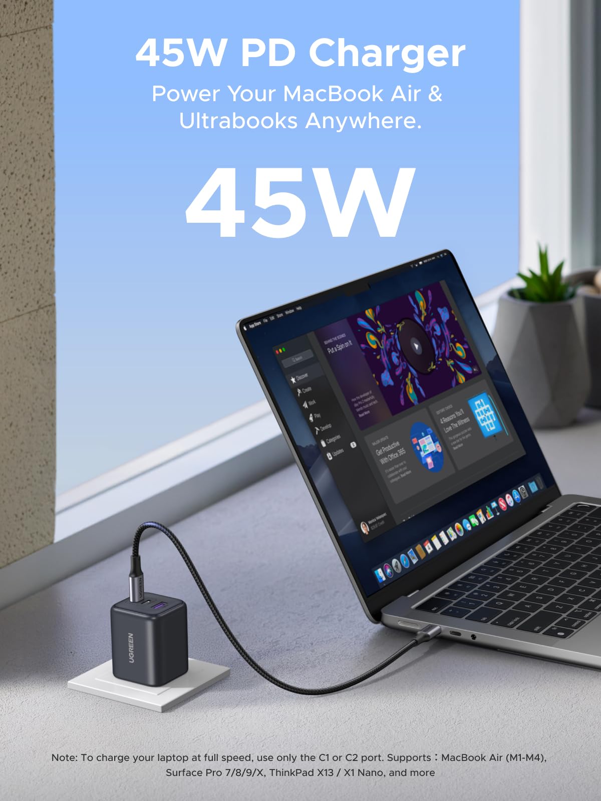 UGREEN 45W USB C Charger Block with 2 USB C and USB A Ports, GaN PPS 3 Port Super Fast Charger for iPhone 17 Pro Max/16, Galaxy S26/S25/S24 Ultra, Pixel 10/9/8/7 Pro, iPad, MacBook Air