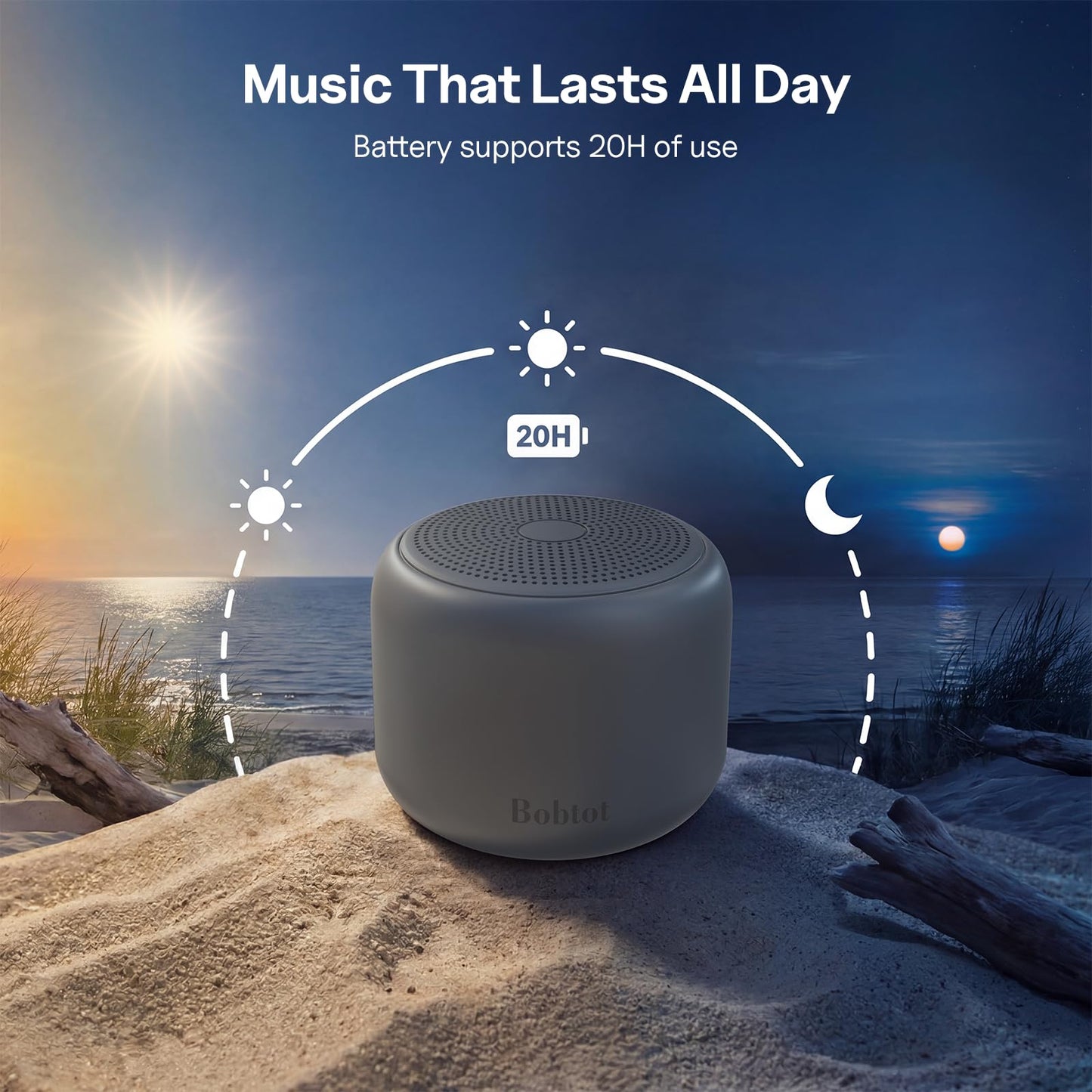Bobtot Portable Bluetooth Speakers with Strap Easy to Carry, Wireless IPX5 Waterproof Mini Speaker with Loud Stereo Sound, 20 Hours Playtime, Rechargeable Battery, Built-in Microphone (Pink)