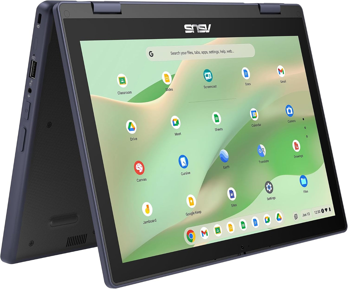ASUS Chromebook CZ12 Flip (CZ1204F) Laptop, 12.2" WUXGA Touchscreen Display, MediaTek Kompanio 520 2.0 GHz, 8GB, 128GB, Spill-Resistant Keyboard, ChromeOS, Mineral Grey, CZ1204FM2A-BB01-CB