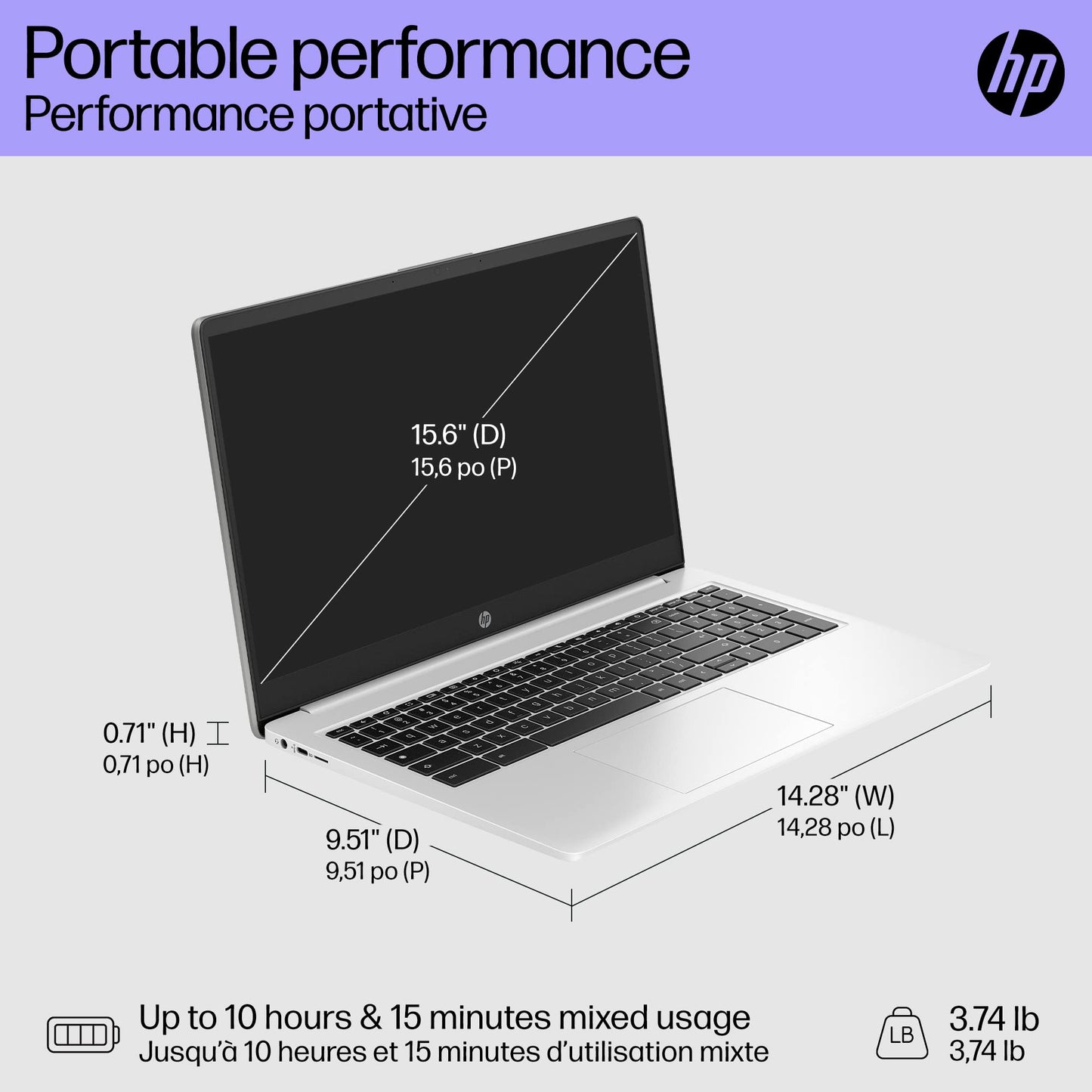 HP Chromebook Plus 15.6 inch Laptop, Full HD Display, Intel Core i3-N305, 8 GB RAM, 256 GB UFS, Intel UHD Graphics, Chrome OS, 15a-nb0006ca