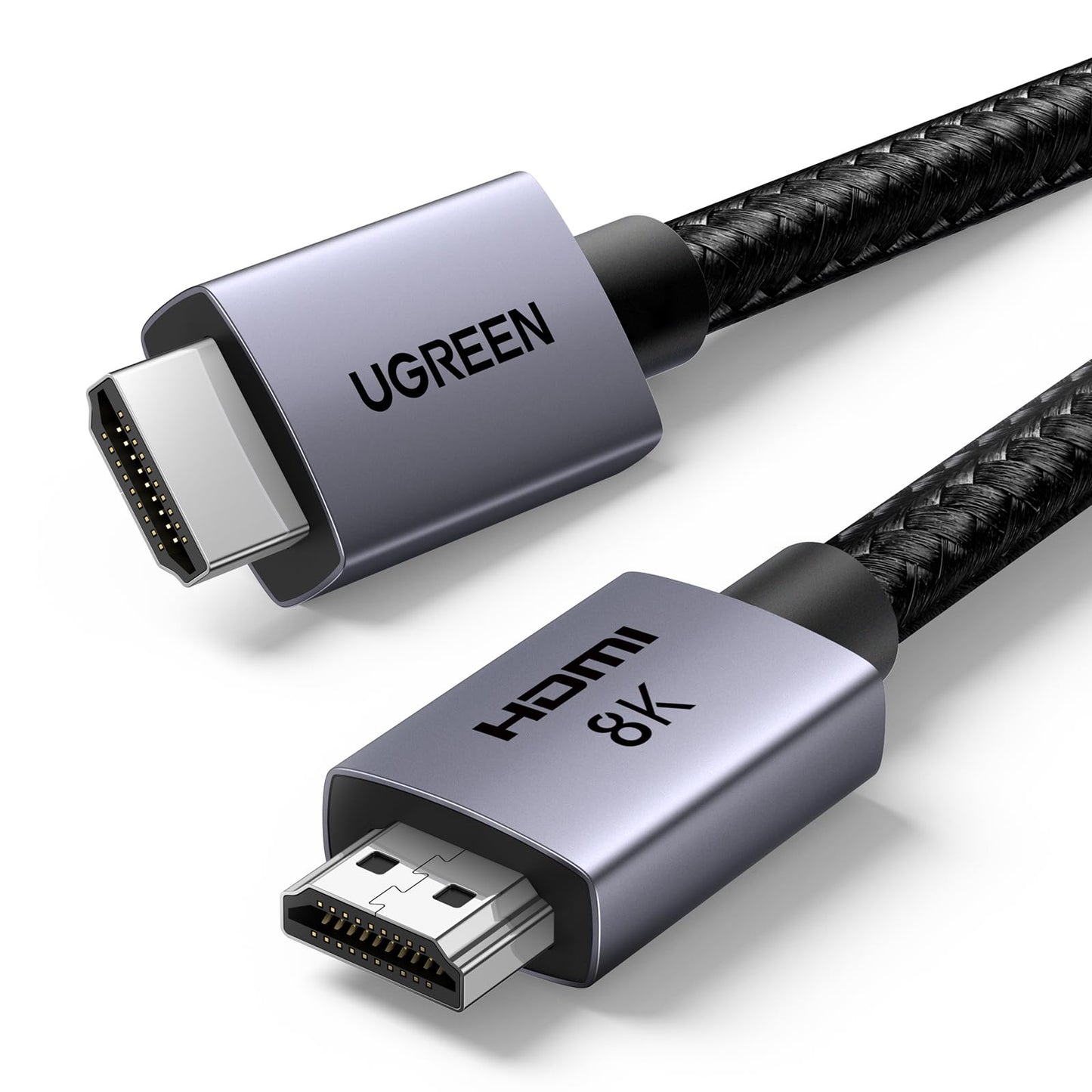 UGREEN 10K 8K HDMI 2.1 Cable 48Gbps 6.6FT, Certified 8K@60Hz 4K@120Hz 144Hz High Speed Gaming Cable Braided Cord, eARC HDCP 2.3 Dynamic HDR Compatible for HDTV/PS5/Xbox/SoundBar/RTX3090/Blu-ray