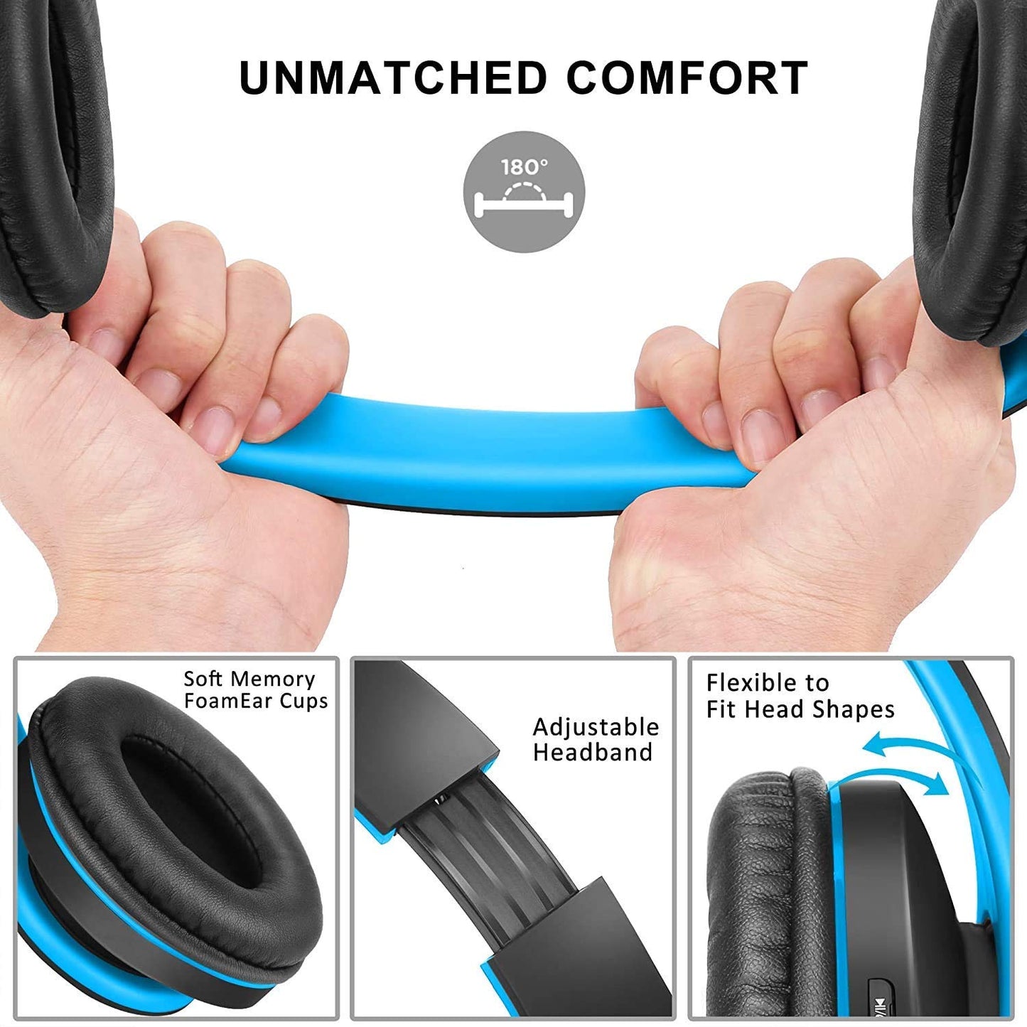 zihnic Bluetooth Headphones Over Ear, Foldable Wireless and Wired Stereo Headset Micro SD/TF, FM for iPhone/Samsung/iPad/PC/TV,Soft Earmuffs &Light Weight for Prolonged Wearing (Gold)
