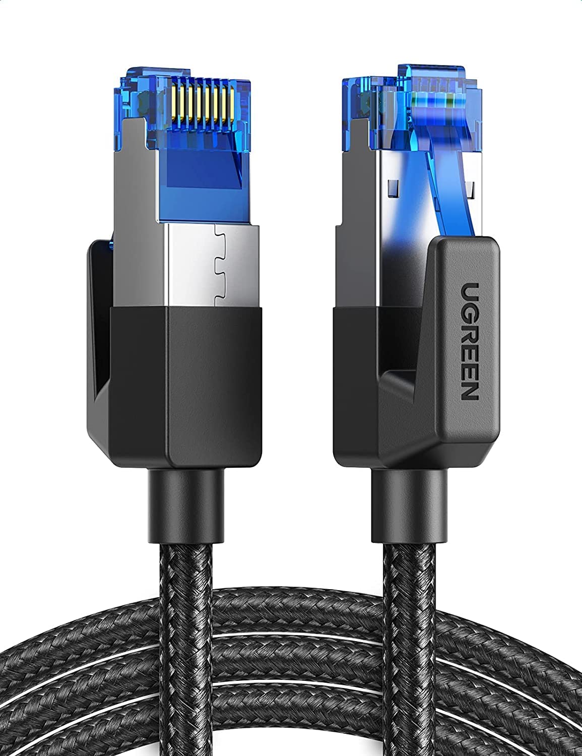 UGREEN Cat 8 Ethernet Cable High Speed 40Gbps 2000Mhz Network Shielded Cat8 Cable Braided Heavy Duty RJ45 LAN Cables Internet Cord Compatible for PS5, PS4, Xbox One, Modem, Router, 10ft