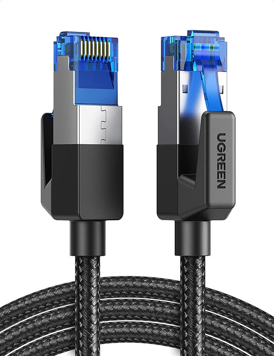 UGREEN Cat 8 Ethernet Cable High Speed 40Gbps 2000Mhz Network Shielded Cat8 Cable Braided Heavy Duty RJ45 LAN Cables Internet Cord Compatible for PS5, PS4, Xbox One, Modem, Router, 10ft
