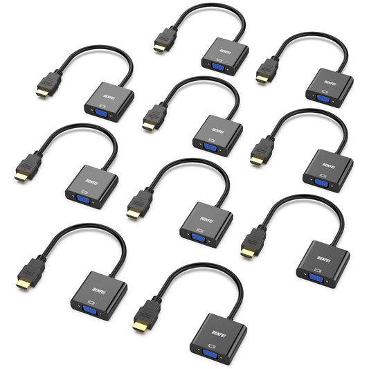 BENFEI HDMI to VGA, Gold-Plated Adapter (Male to Female) for Computer, Desktop, Laptop, PC, Monitor, Projector, HDTV, Chromebook, Raspberry Pi, Roku, Xbox and More - Black