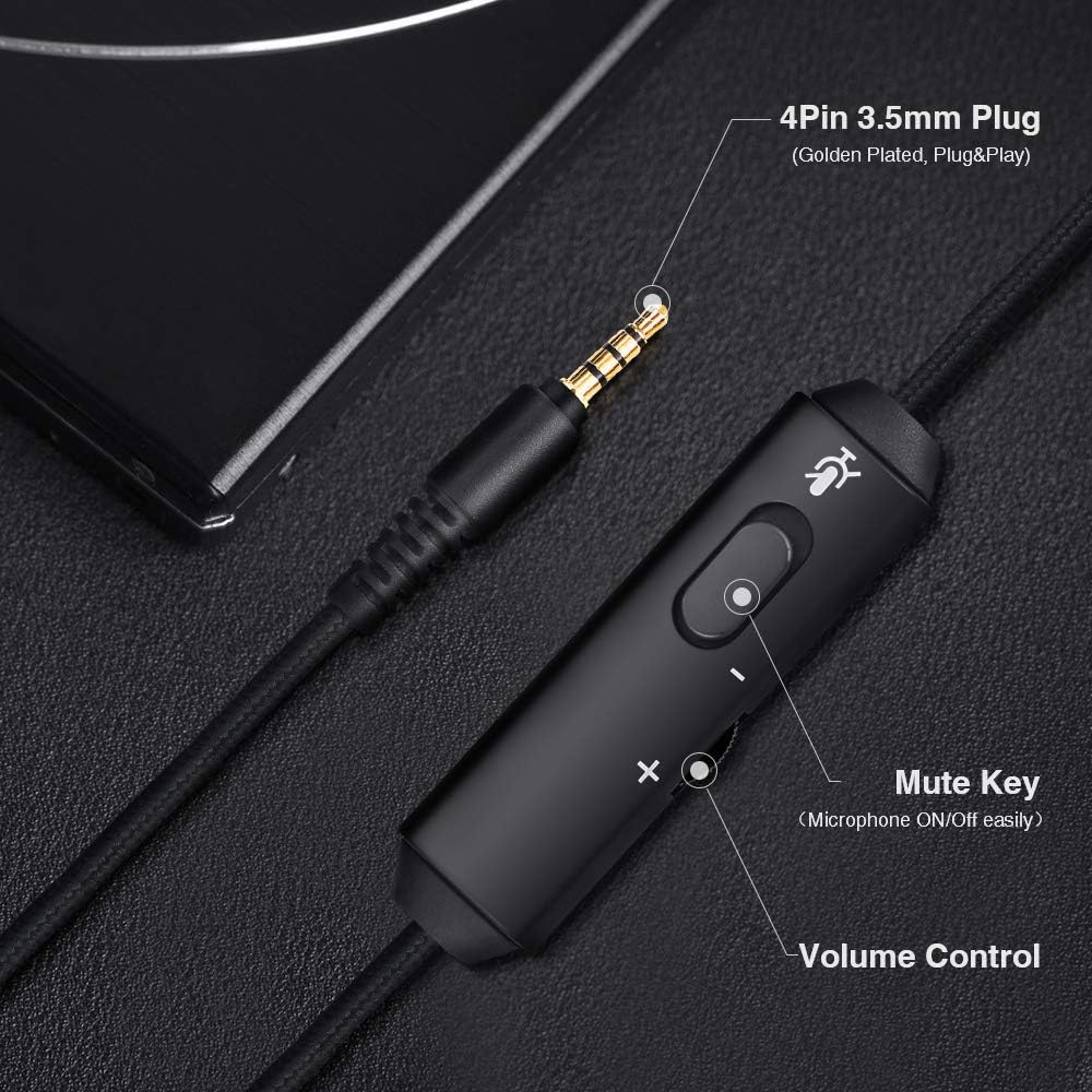 Gaming Headset for PS4, PS5, Xbox One, PC with Bass Surround, Soft Memory Earmuffs, Stereo Headset, Noise-Cancelling Over-Ear Headphones with Mic, Volume Control for Laptop Tablet
