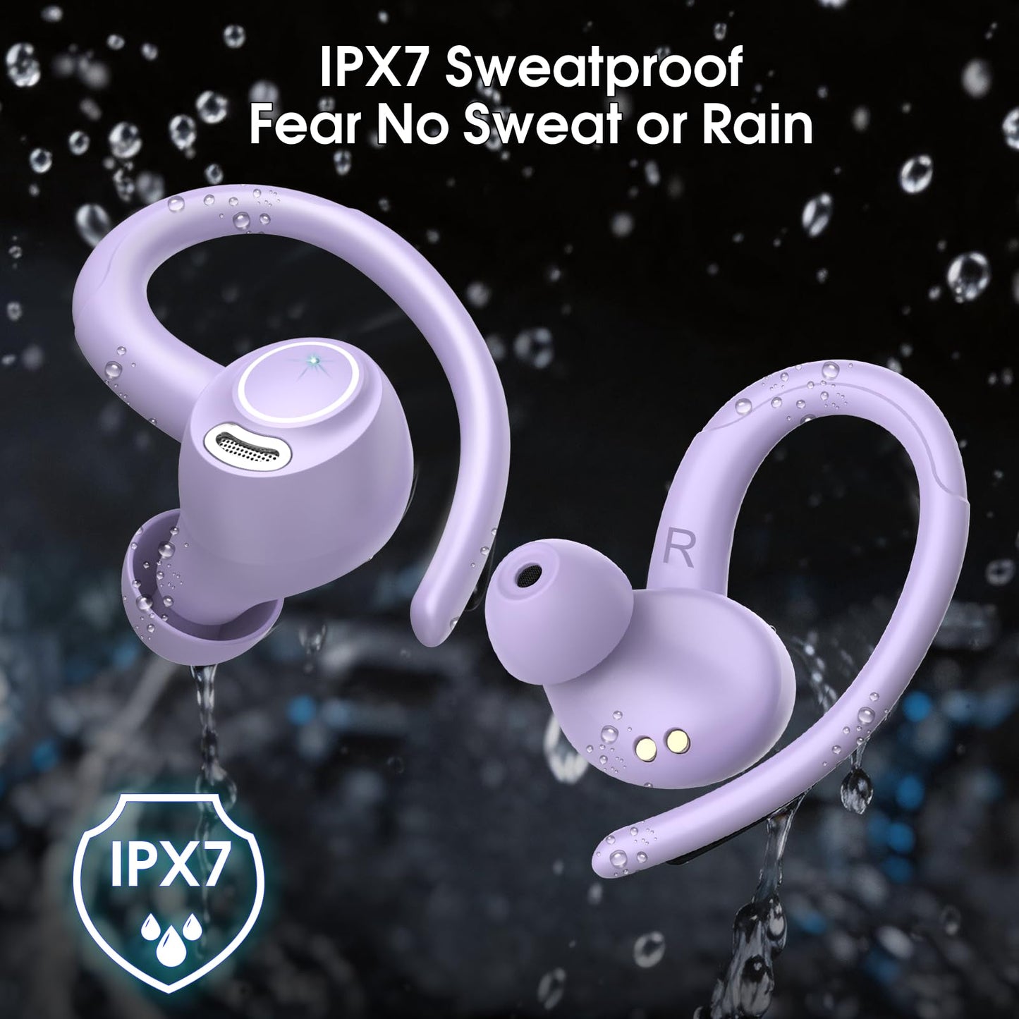 2026 Wireless Earbuds Bluetooth 5.3 Headphones Sports, 48H Earphones with ENC Mic, Stereo Deep Bass Bluetooth Earbuds with Secure Earhook, LED Display, IPX7 Waterproof Ear Buds for Running/Gym/Workout