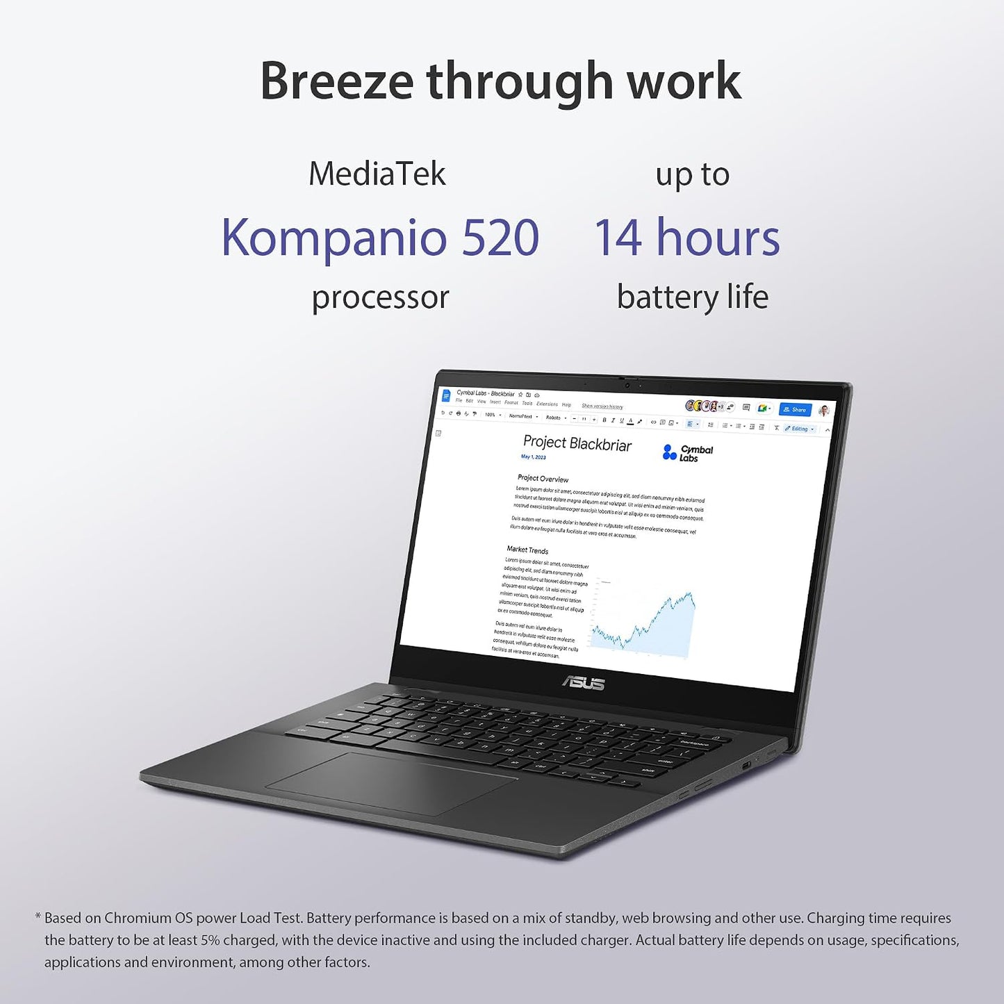 ASUS Chromebook CM14 Flip, 14" FHD Touch Display, MediaTek Kompanio 520, 4GB, 128GB, ChromeOS, Gravity Grey, CM1402FM2A-AS01T-CB