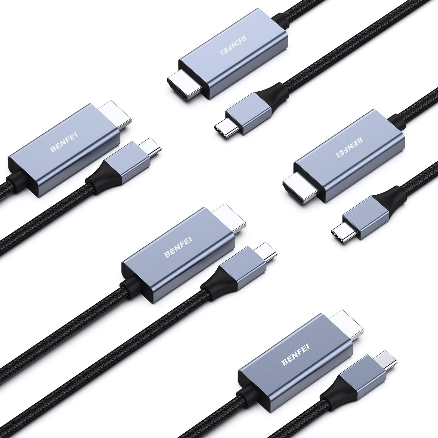 BENFEI USB C to HDMI 6 Feet Cable [4K@60Hz, Aluminum Shell, Nylon Braided], Thunderbolt 3/4 Compatible with iPhone 15 Pro/Max, MacBook Pro/Air 2023, iPad Pro, Surface Book 2, Galaxy S23 and More