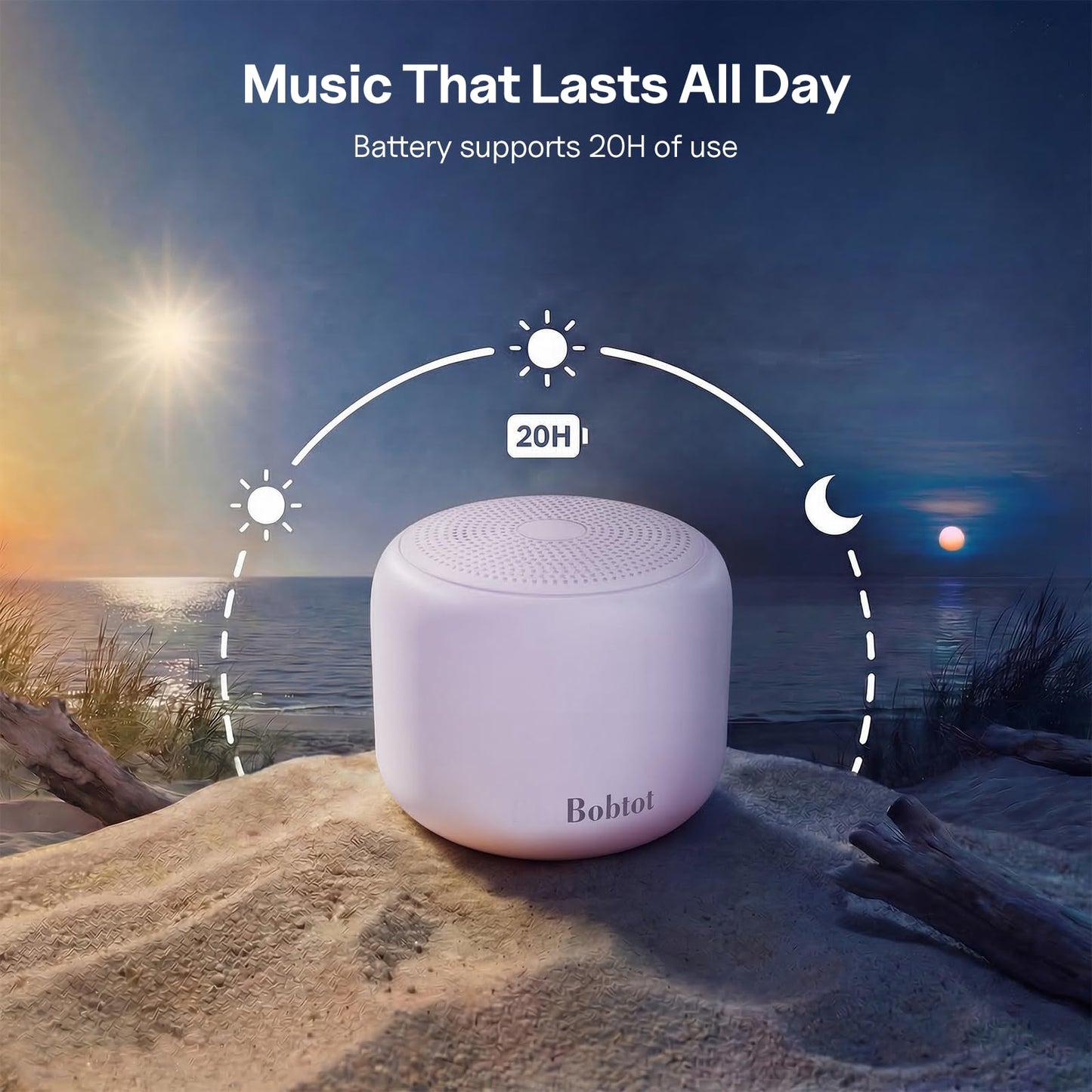 Bobtot Portable Bluetooth Speakers with Strap Easy to Carry, Wireless IPX5 Waterproof Mini Speaker with Loud Stereo Sound, 20 Hours Playtime, Rechargeable Battery, Built-in Microphone (Pink)