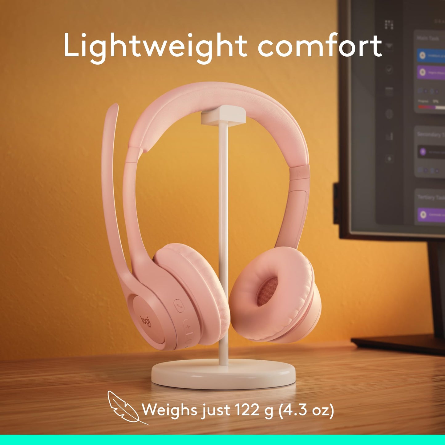 Logitech H390 Wired Headset for PC/Laptop, Stereo Headphones with Noise Cancelling Microphone, USB-A, in-Line Controls, Works with Chromebook - Rose, 1 Pack