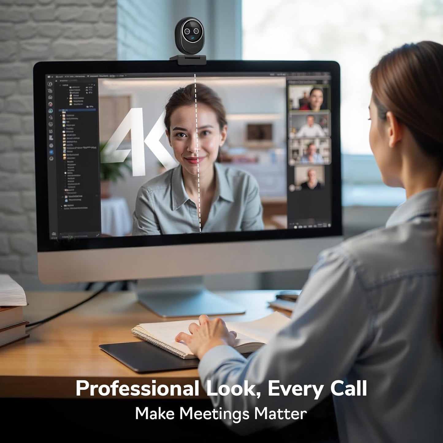 EMEET Piko+ Webcam 4K, World’s 1st Dual-Camera AI-Powered 4K Camera, 1/2.55'' Sony Sensor, 3 Mics&3 Sound Modes, Panda Magnetic Privacy Cover, USB C-C&C-A, Ideal for Livestreamers and Content Creators