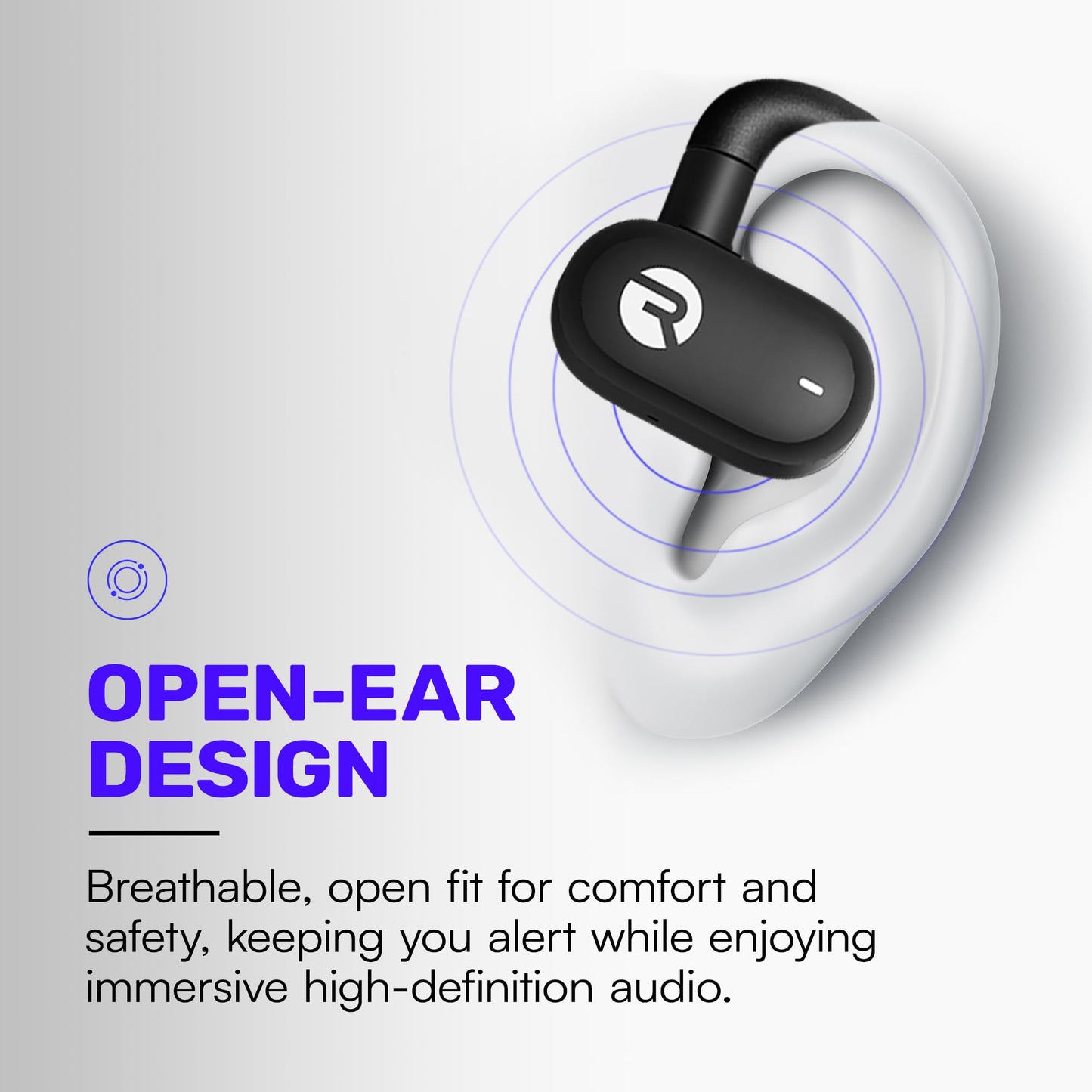 Raycon Fitness Open Ear Earbuds – Open Ear Headphones, Earbuds Wireless Bluetooth, Running Headphones, Sweat & Water-Resistant Earphones, 40 Hours Battery Life (Blue)