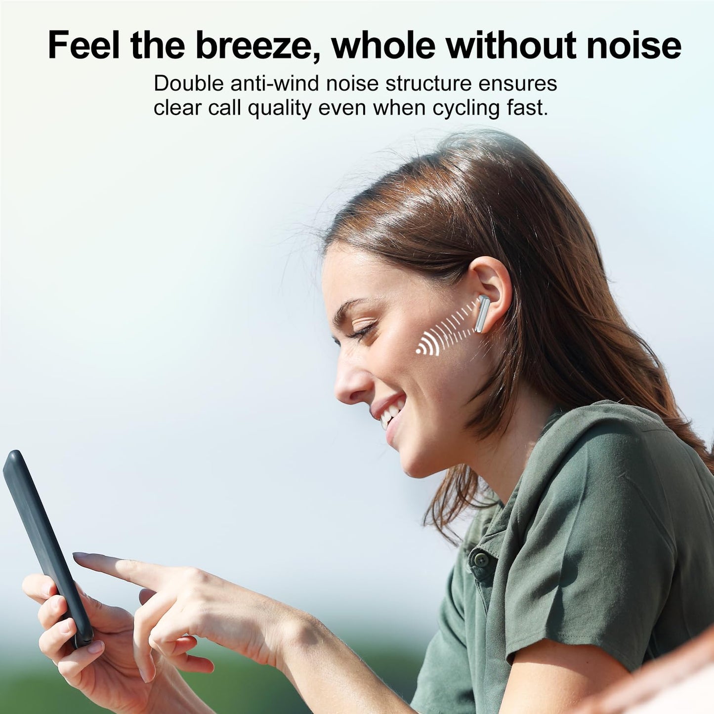 Wireless Earbuds, Bluetooth 5.3 Headphones HiFi Stereo, Mini in-Ear Bluetooth Earbuds, Wireless Earphones with 4 ENC Noise Cancelling Mic, IP7 Waterproof, LED Display, Touch Control Ear Buds, White