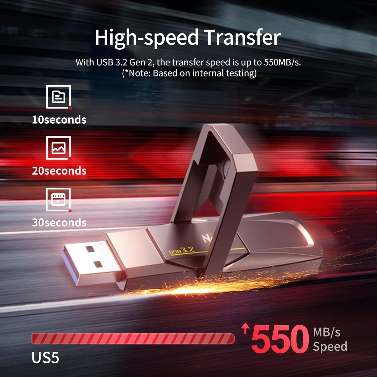 Netac 256GB Portable External USB Solid State Drive Type-c and USB 3.2 Dual Interface, up to 400MB/s for Data Storage, Expansion of Storage for Photos/Videos/Music/Files, US5